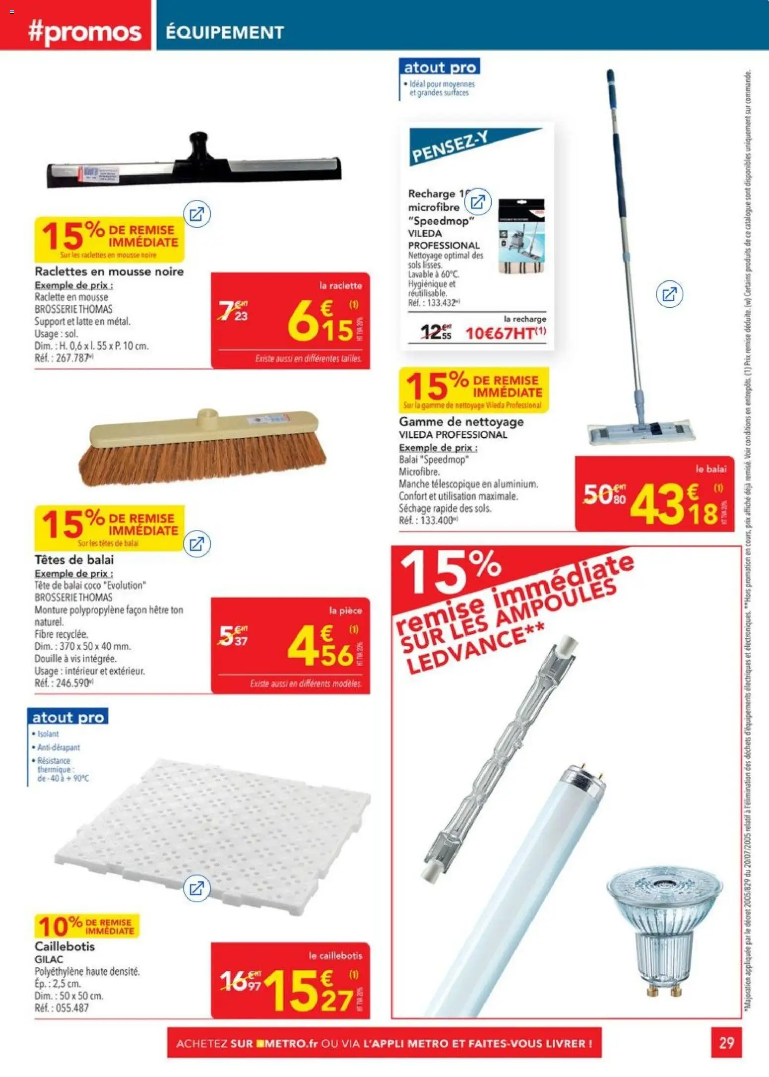 {H1} | Page: 29 | Produits: Caillebotis, Raclette, Balai, Vileda