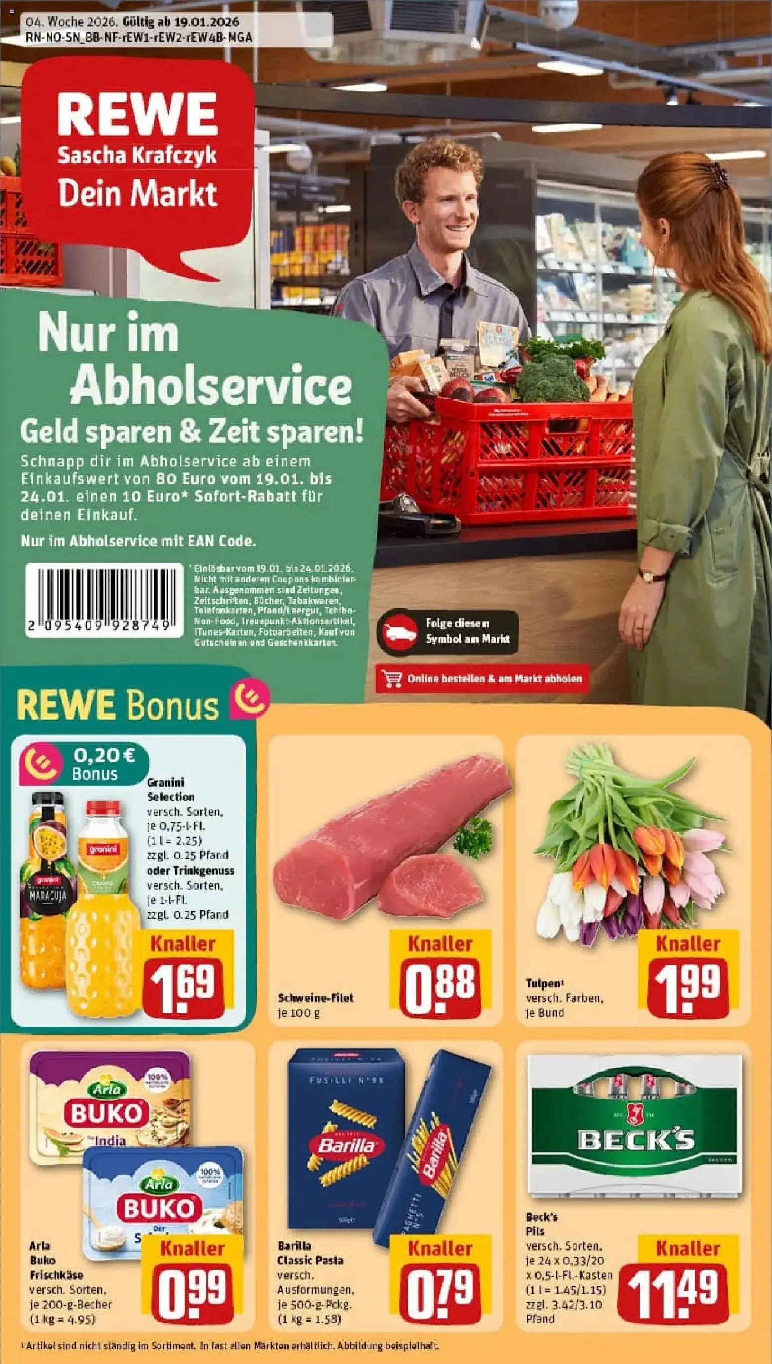 Rewe prospekt Bad Laer	 – gültig ab 18.01.2026 | Seite: 1 | Produkte: Pils, Schweinefilet, Arla buko, Granini