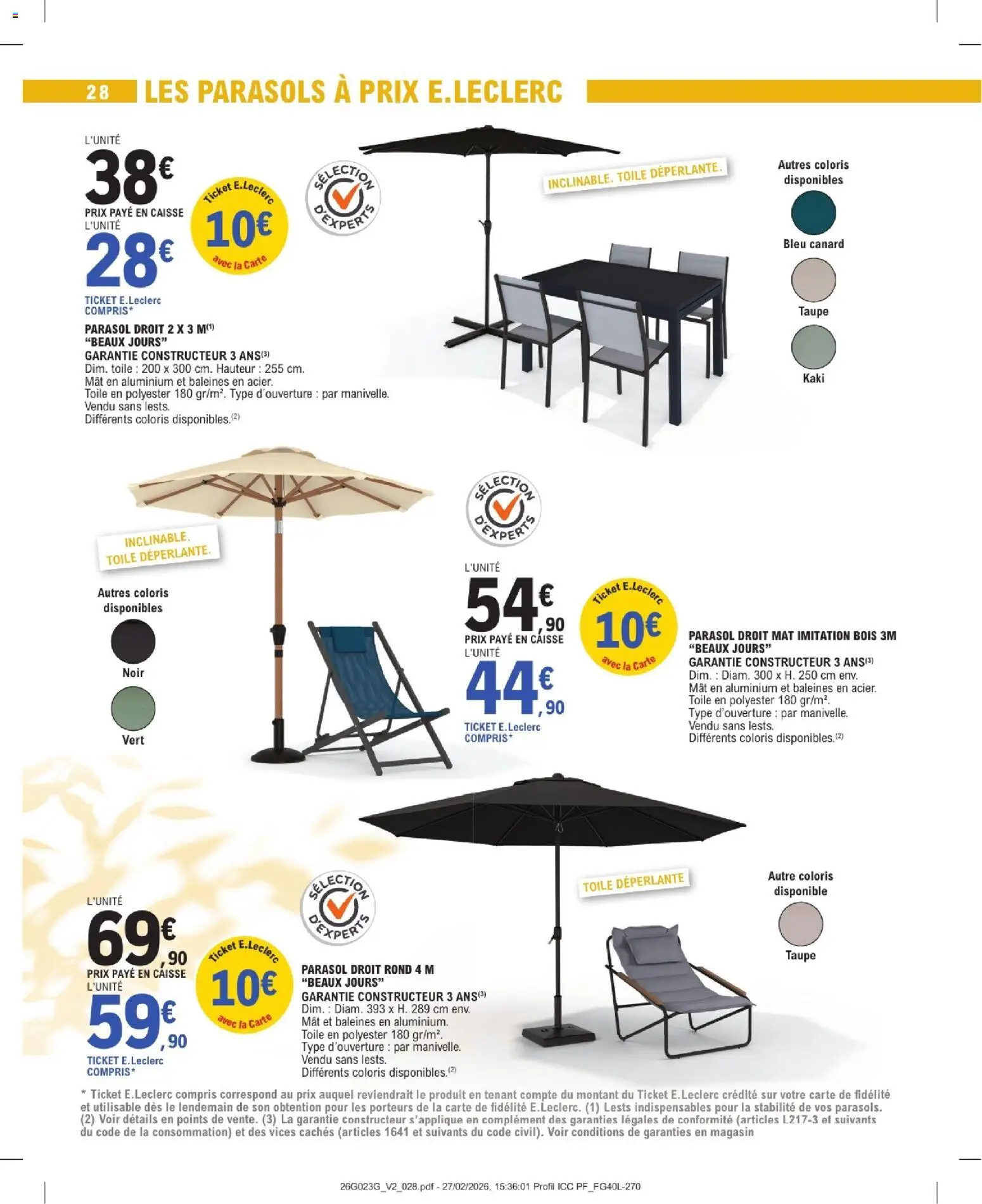 {H1} | Page: 28 | Produits: Kaki, Parasol