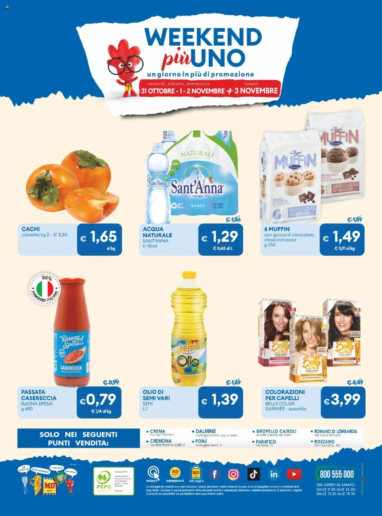 Volantino MD Discount del 21.10.2025 | Pagina: 30 | Prodotti: Crema, Acqua, Olio, Muffin