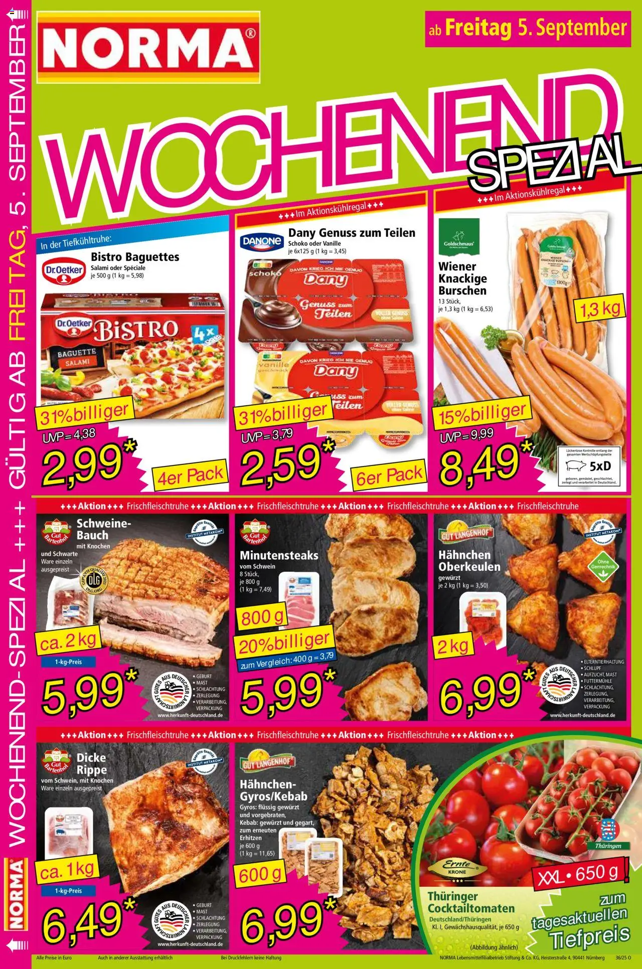 Norma Prospekt 	 - gültig ab dem 01.09.2025 | Seite: 16 | Produkte: Hahnchen, Baguette, Gyros, Salami