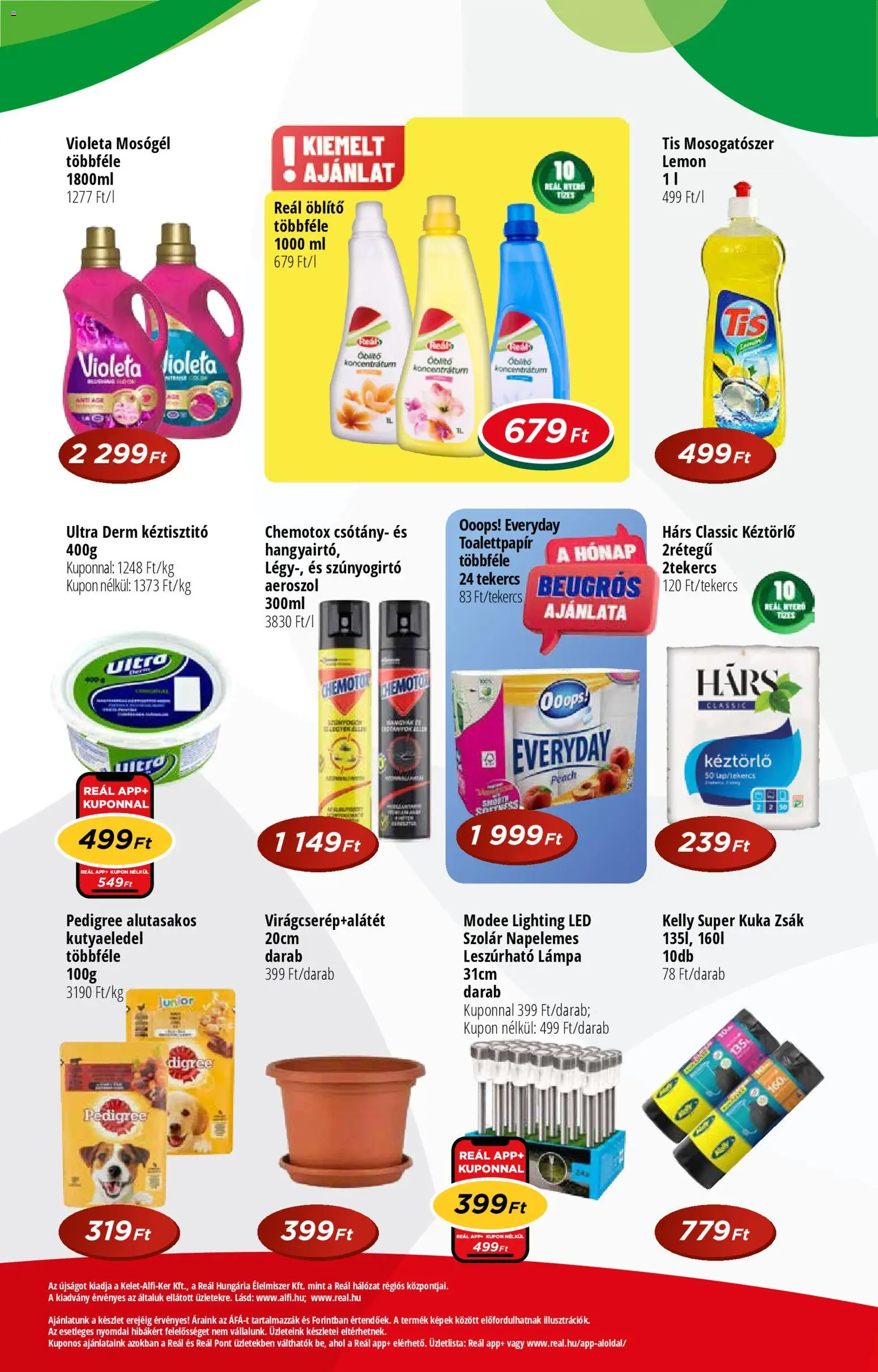 Reál akciós ujság - amely érvényes a következő dátumtól: 15.04.2026 | Oldal: 8 | Termékek: Kutyaeledel, Öblítő, Lámpa, Hangyairtó