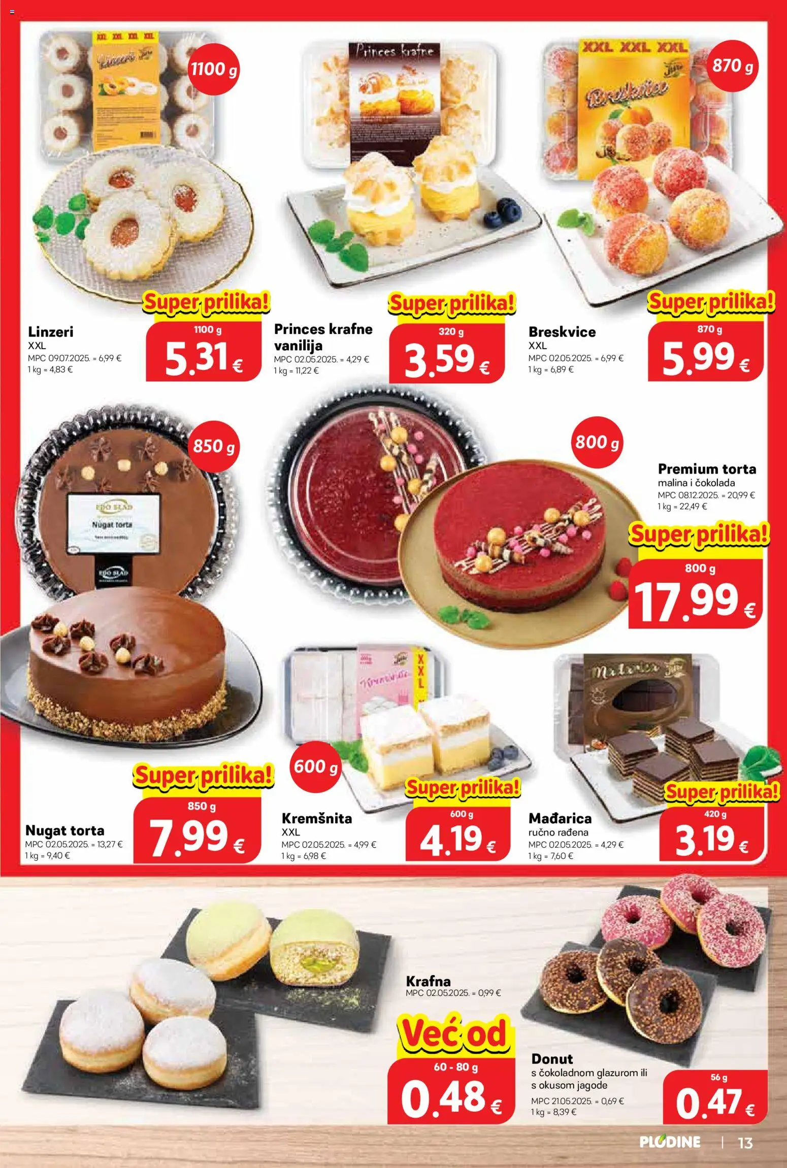 Plodine katalog | vrijedi od 21.01.2026 | Stranica: 13 | Proizvodi: Čokolada, Jagode, Krafne, Torta