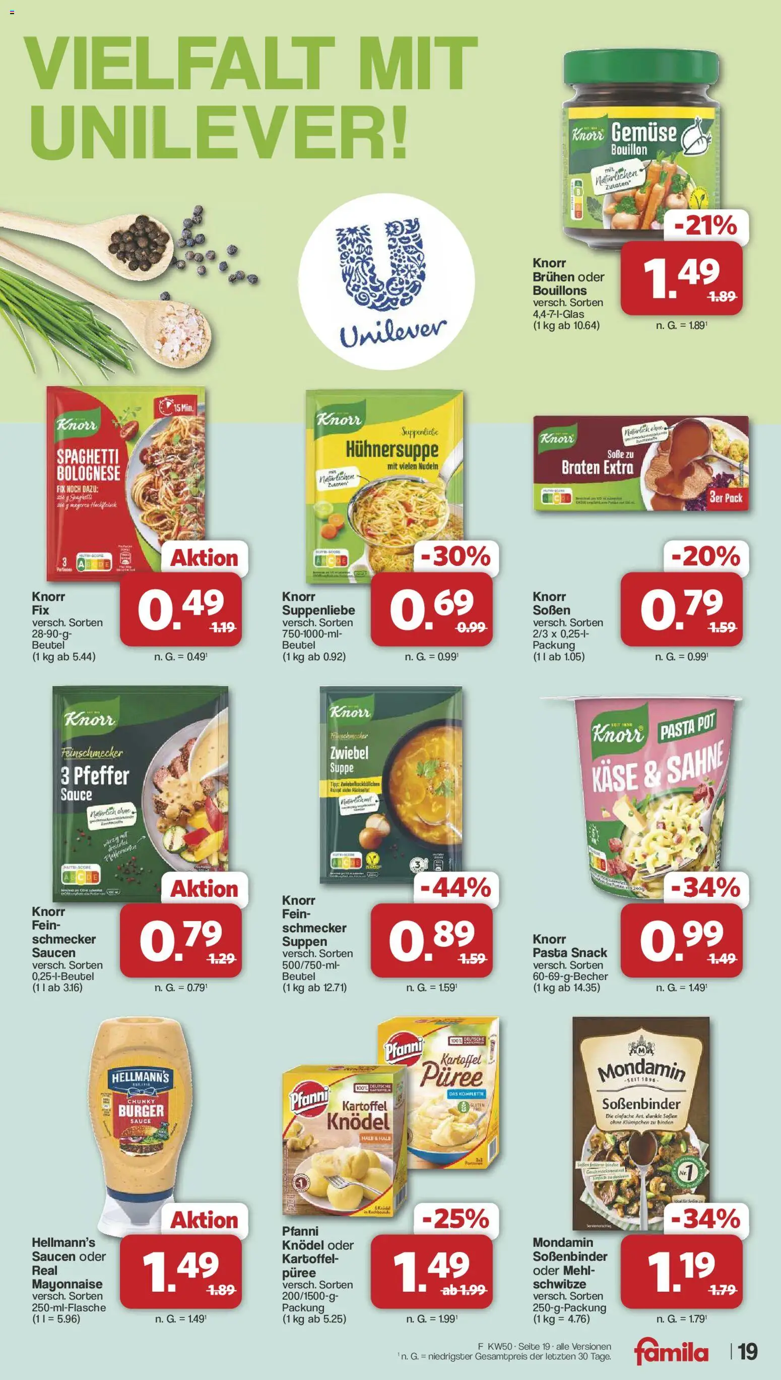 Famila Nordwest Prospekt 	 – gültig ab 08.12.2025 | Seite: 20 | Produkte: Knorr, Mayonnaise, Pfeffer, Pasta