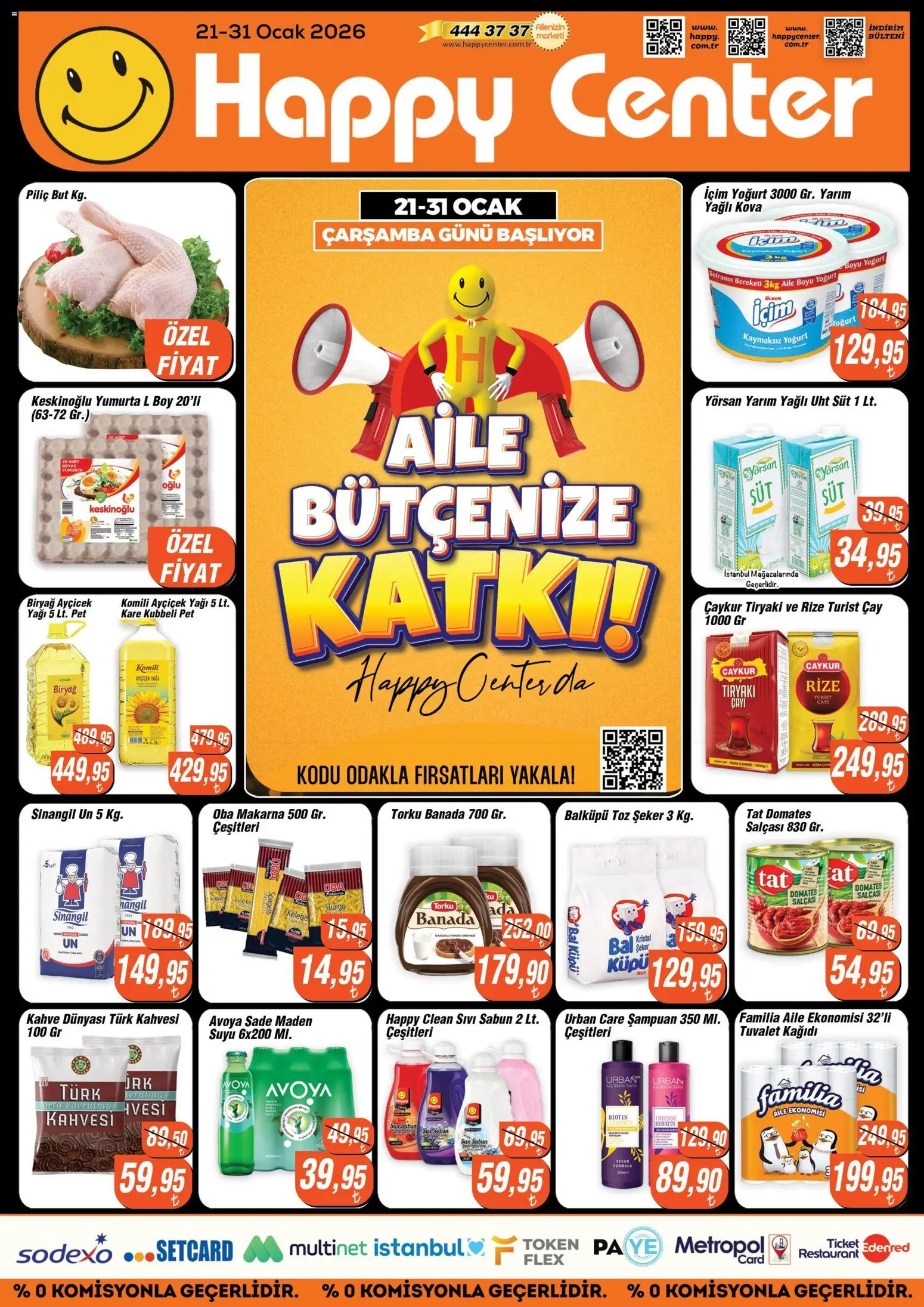 Happy Center - Katalog - 21.01.2026 tarihinden itibaren geçerlidir | Sayfa: 1 | Ürünler: Tuvalet, Kahve, Piliç, Tuvalet kağıdı