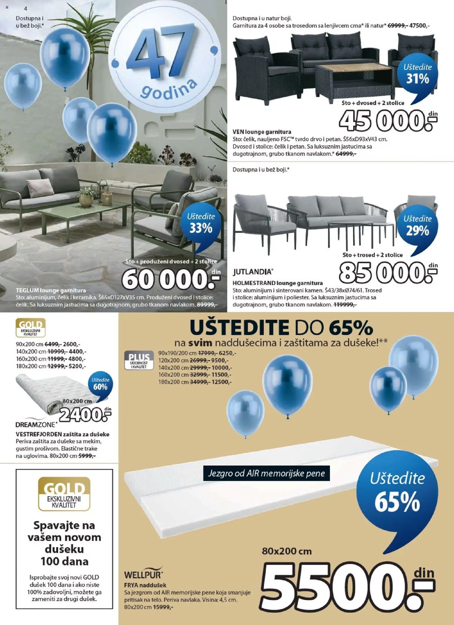 Jysk katalog - važi od 15.04.2026 | Strana: 4 | Proizvode: Dušek, Sto, Trosed, Dvosed