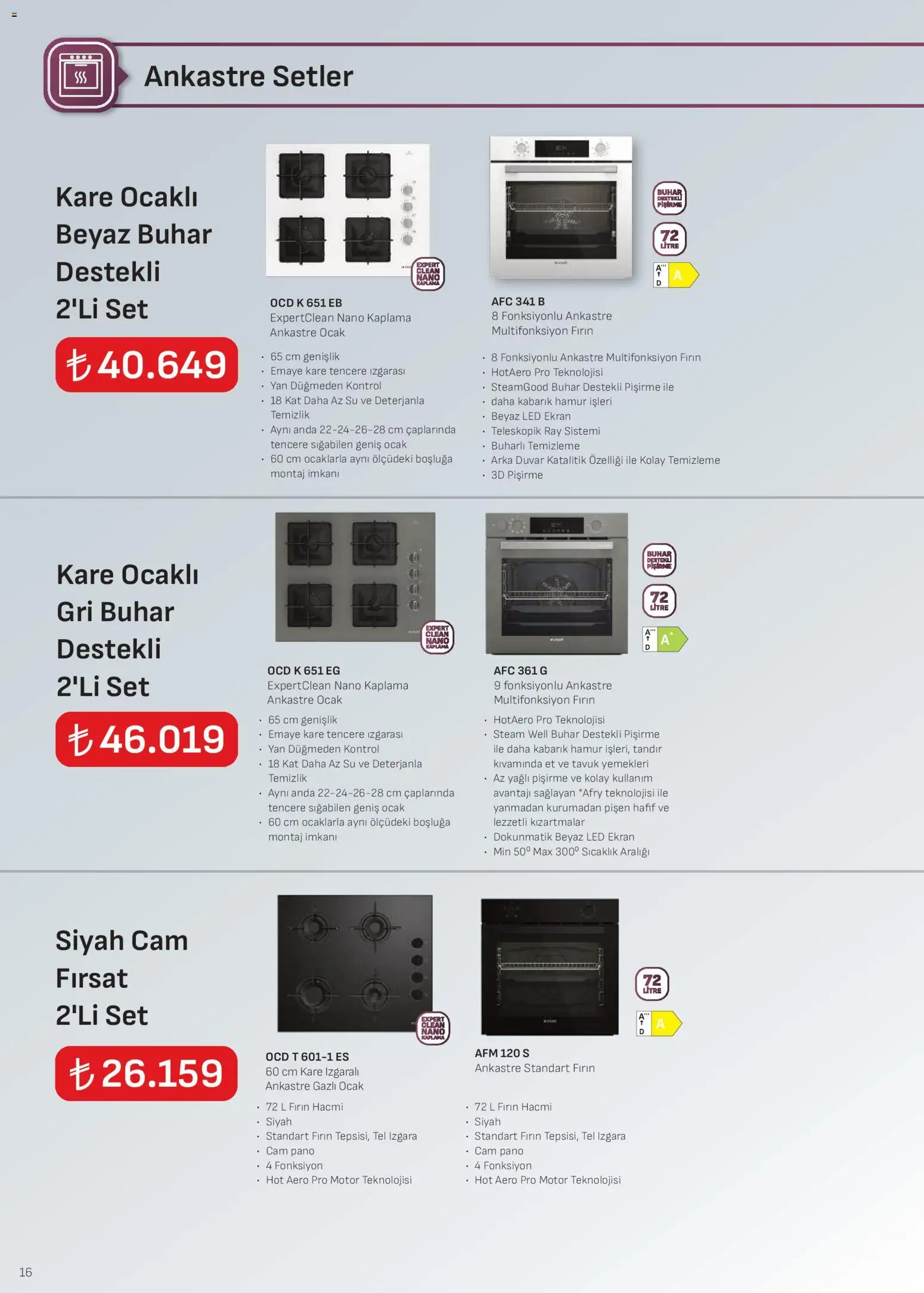 Arçelik Ankastre Kataloğu - 01.01.2025 tarihinden itibaren geçerlidir | Sayfa: 16 | Ürünler: Su, Fırın, Ocak, Izgara