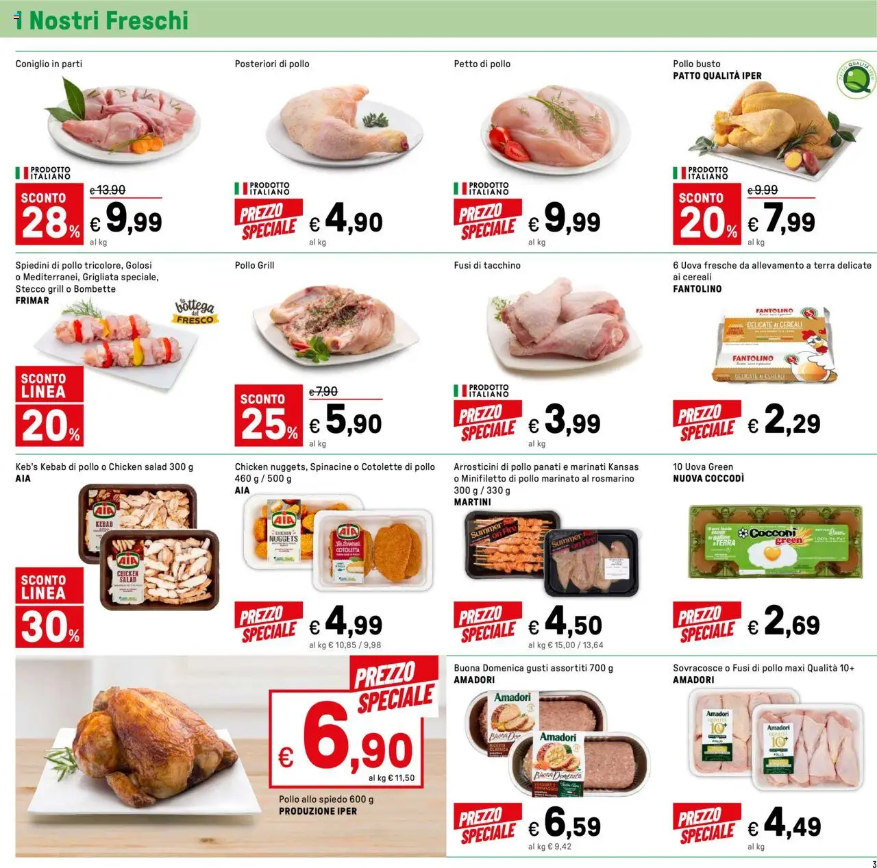 Volantino Iper del 13.06.2025 | Pagina: 3 | Prodotti: Petto di Pollo, Uova, Pollo, Cereali