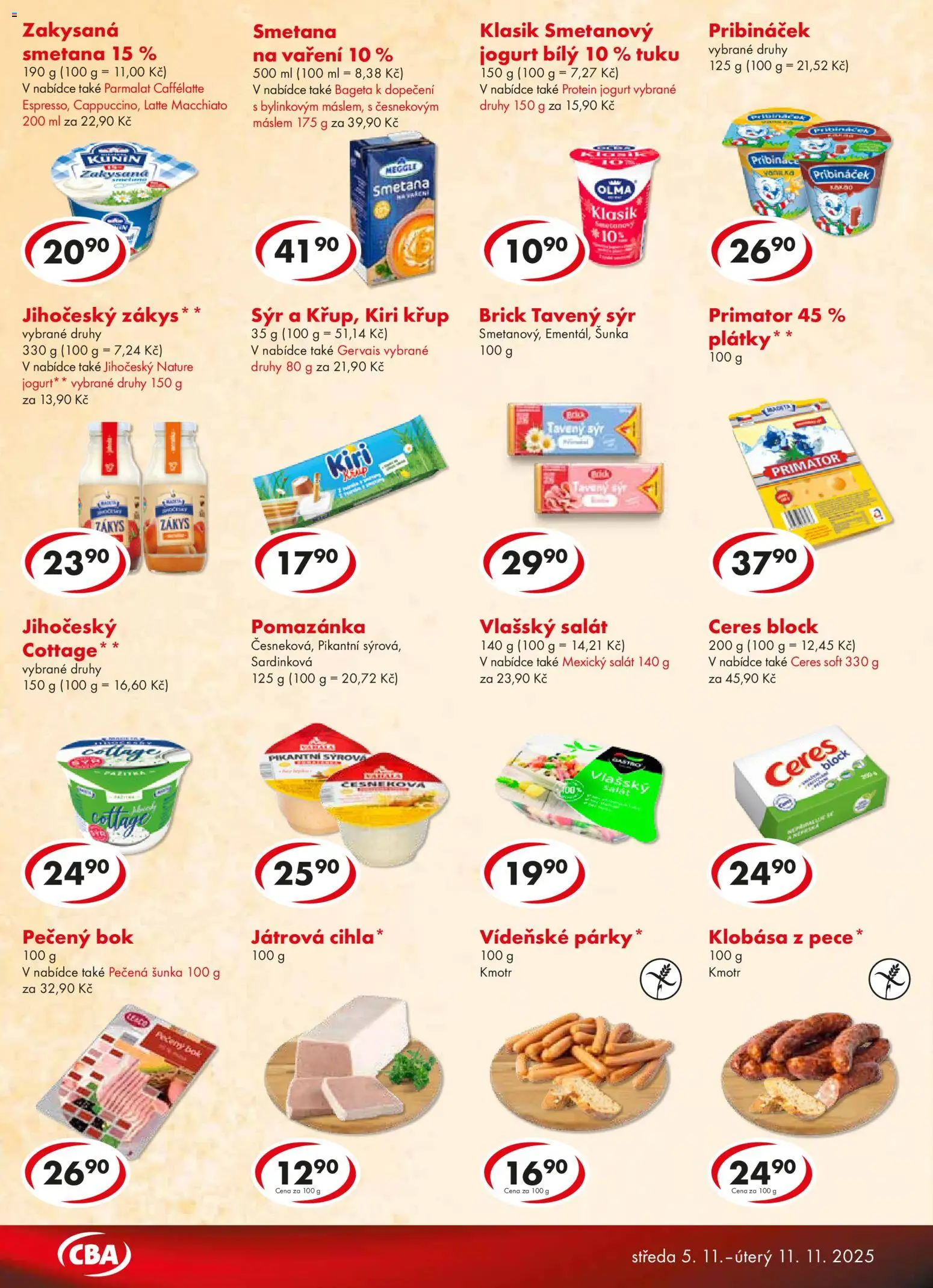 CBA leták - Premium od 05.11.2025 | Strana: 2 | Produkty: Jogurt, Smetana, Salát, Klobása