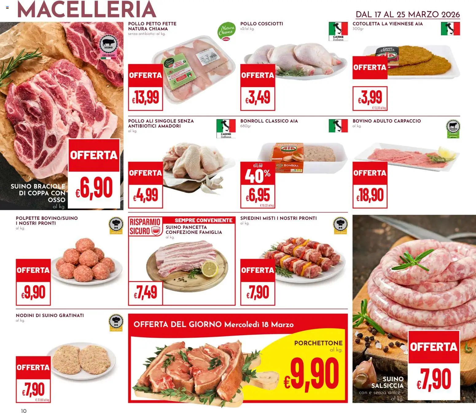 Volantino Pan del 17.03.2026 | Pagina: 10 | Prodotti: Bovino, Pollo, Spiedini, Polpette
