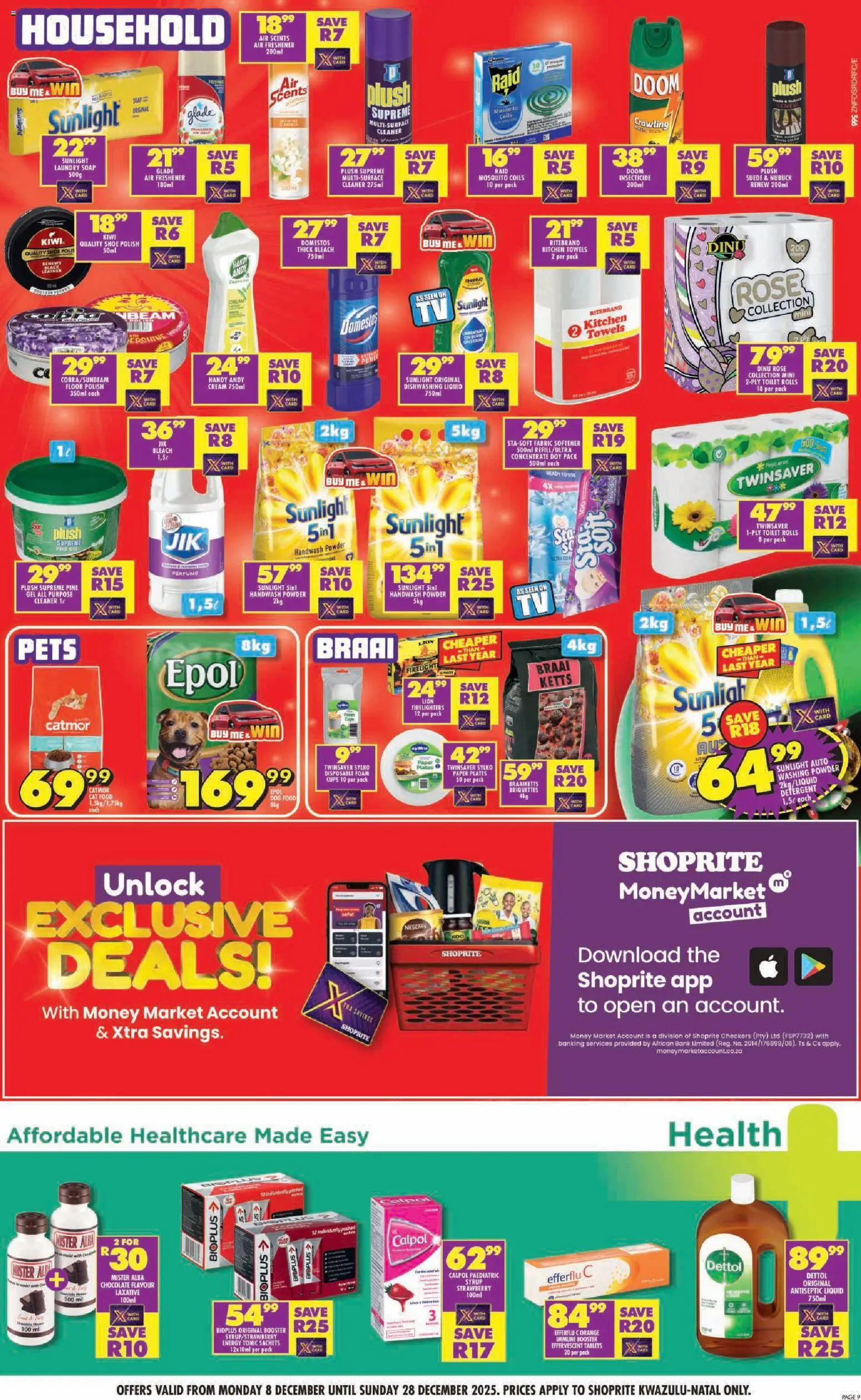 New Shoprite catalogue – valid from 08.12.2025 | Page: 9 | Products: Powder, Kiwi, Syrup, Washing powder