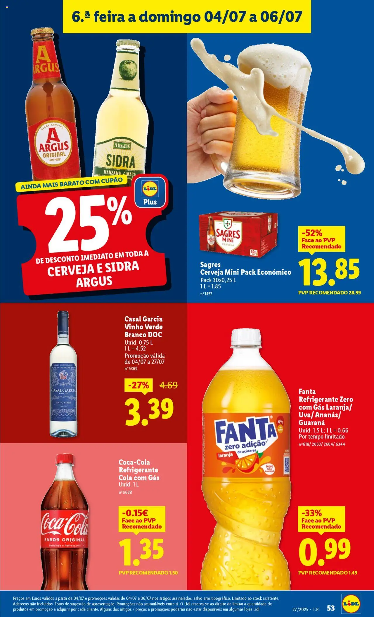 Lidl folheto │ válido de 30.06.2025 | Página: 53 | Produtos: Refrigerante, Vinho, Cerveja, Soda