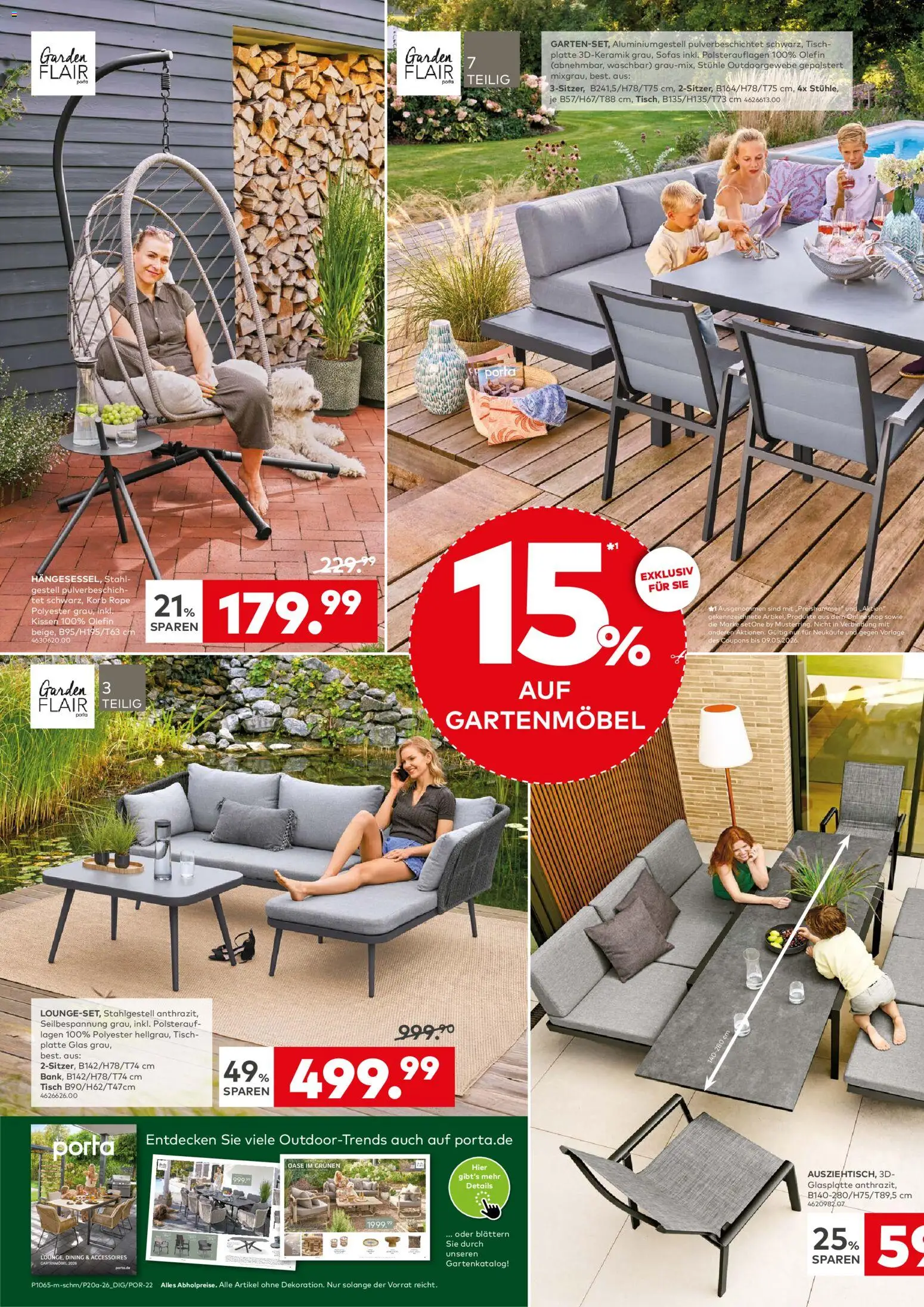 Porta! Gartenmöbel – gültig ab 04.05.2026 | Seite: 2 | Produkte: Kissen, Tisch, Gartenmöbel, Korb
