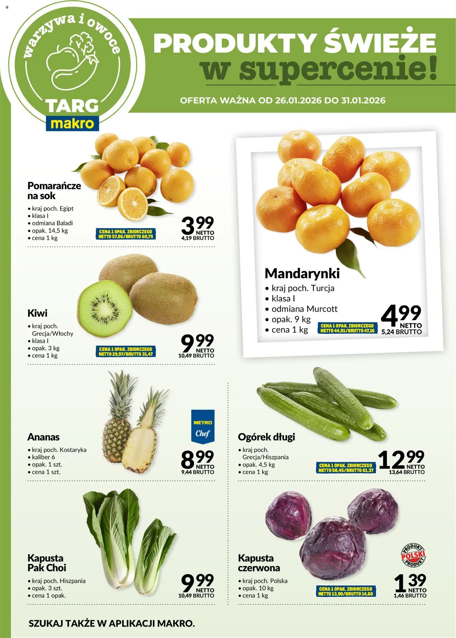 Makro Gazetka - Oferta świeża w super cenach od 26.01.2026 | Strona: 5 | Produkty: Kapusta, Ananas, Kiwi, Owoce