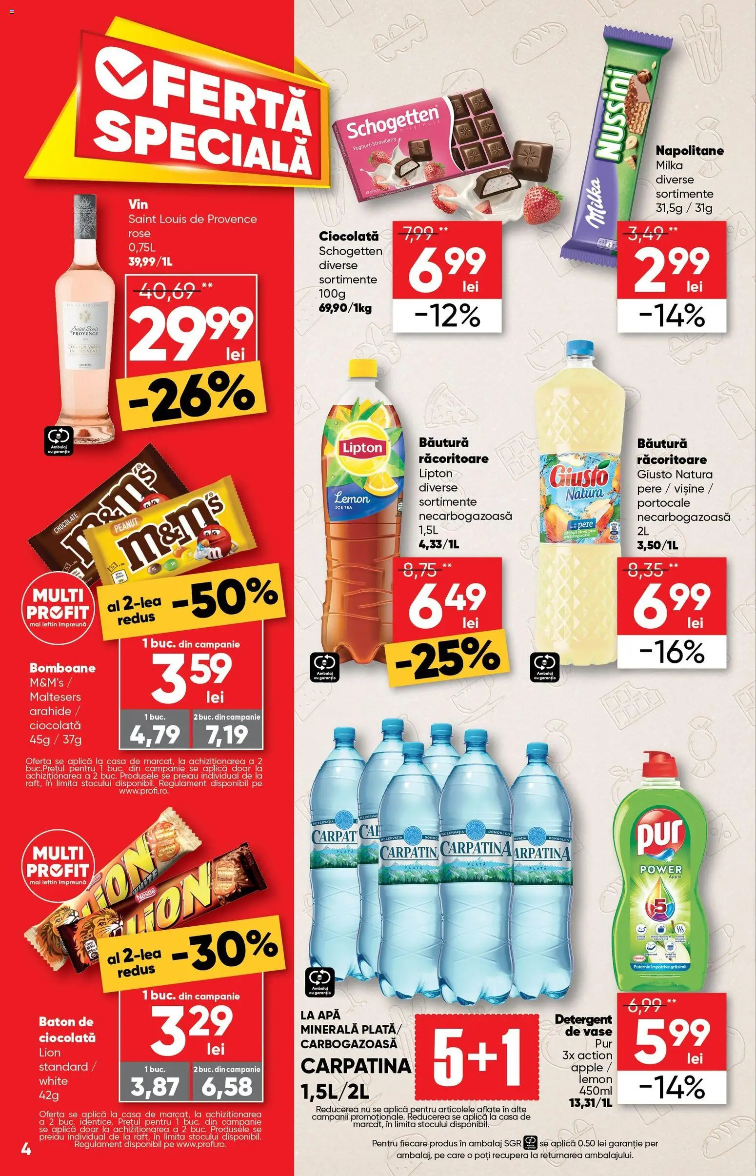 Noul catalog Profi – valabil de la 07.01.2026 | Pagină: 4 | Produse: Detergent de vase, Napolitane, Detergent, Apă