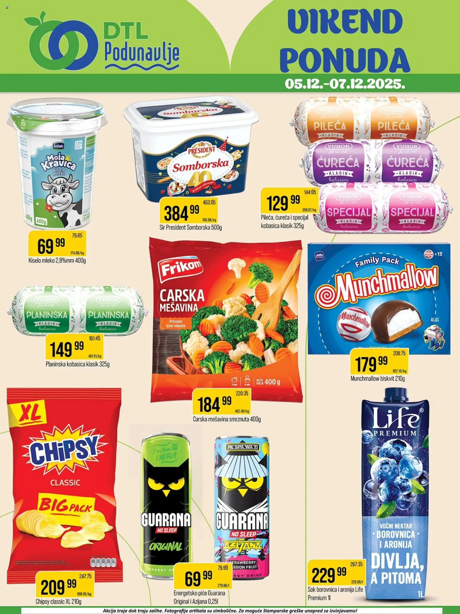Podunavlje katalog - važi od 05.12.2025 | Strana: 1 | Proizvode: Munchmallow, Nektar, Guarana, Kobasica