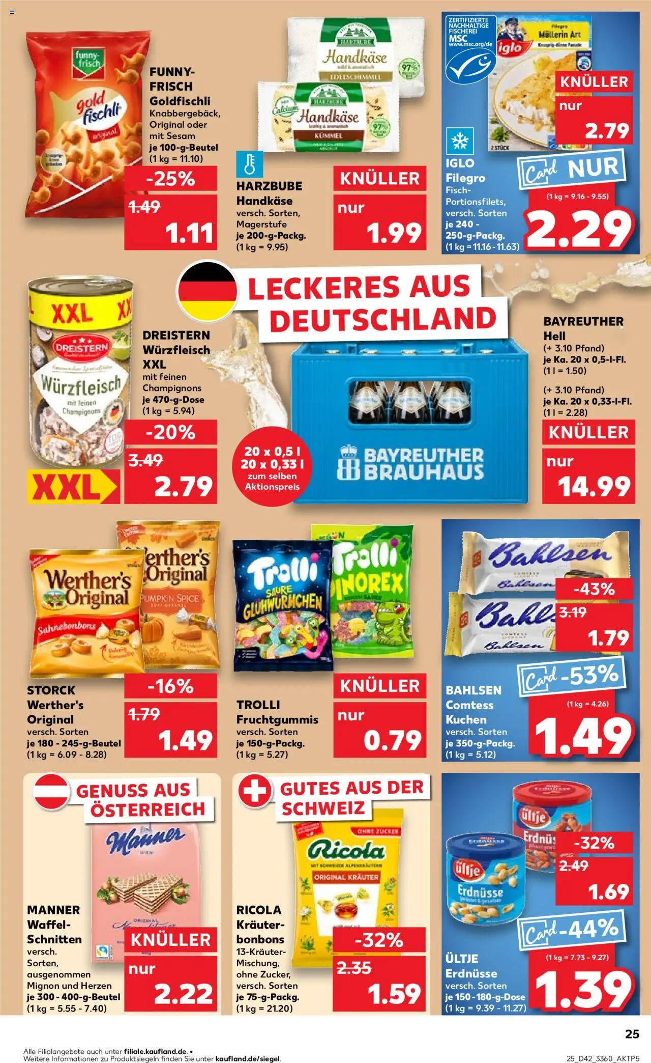 Kaufland prospekt Frankfurt (Oder)	 – gültig ab 16.10.2025 | Seite: 25 | Produkte: Bayreuther hell, Champignons, Zucker, Kuchen