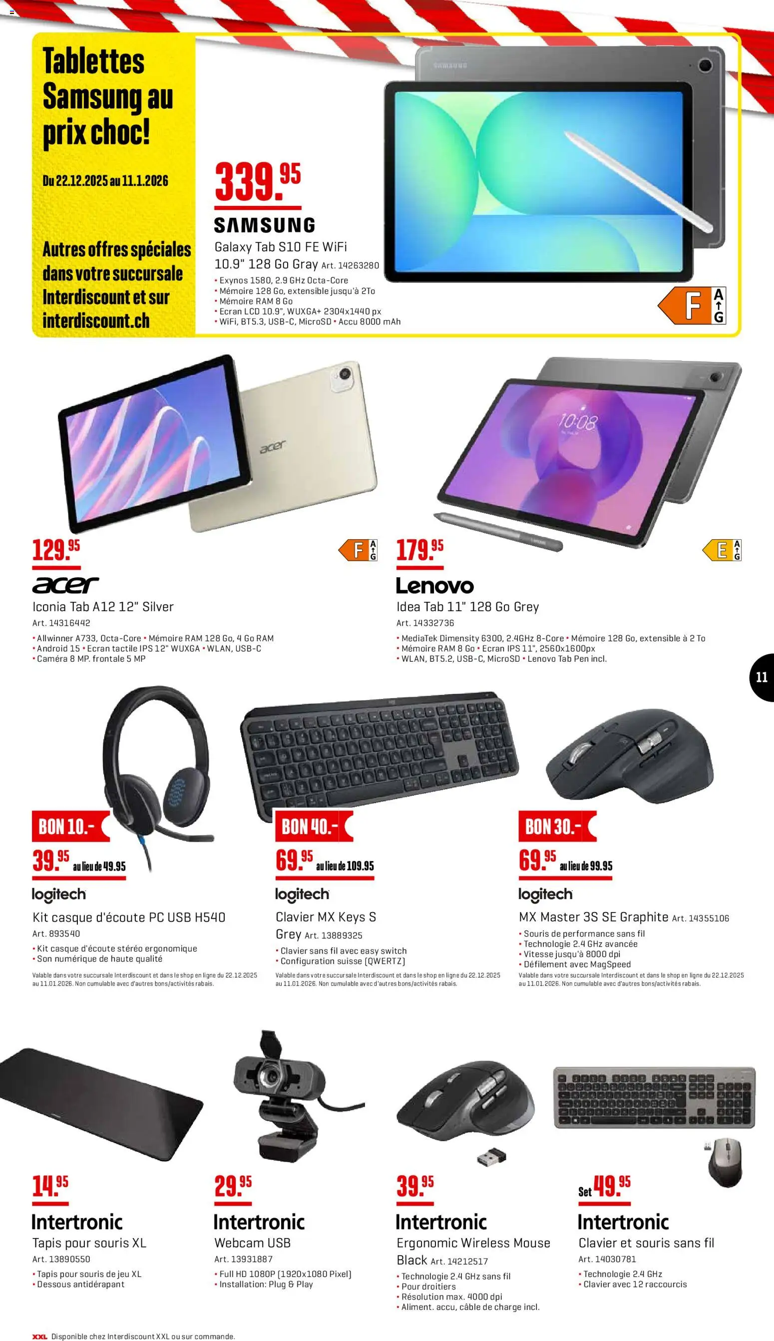 Interdiscount Aktionen FR – gültig ab 22.12.2025 | Seite: 11 | Produkte: Pc, Samsung, Usb, Lenovo