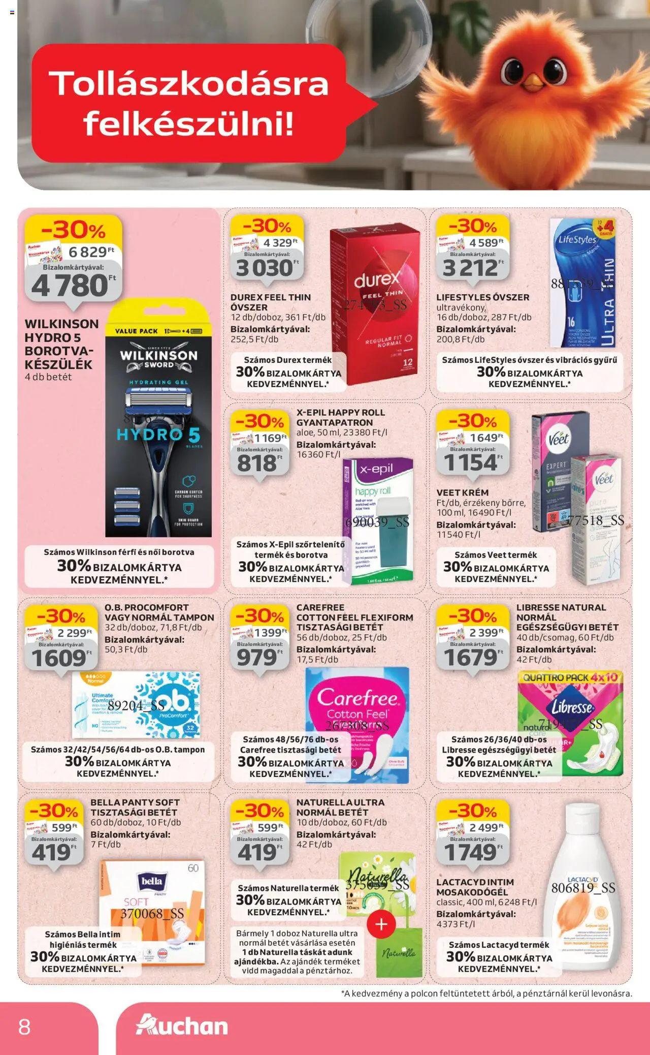 Auchan akciós ujság - amely érvényes a következő dátumtól: 03.07.2025 | Oldal: 8 | Termékek: Óvszer, Doboz, Szőrtelenítő, Aloe vera
