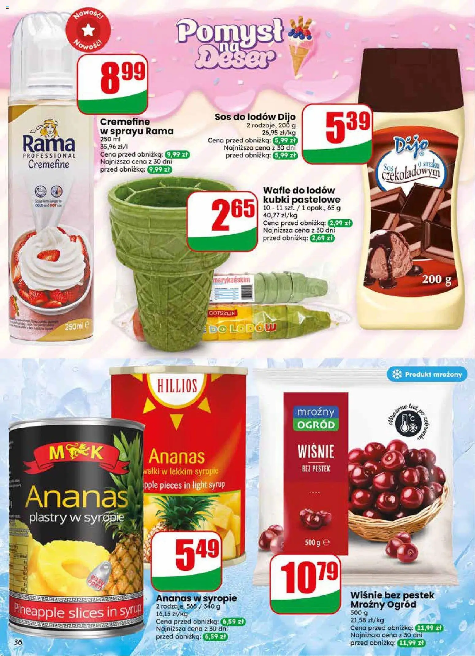 Dino gazetka od 29.04.2026 | Strona: 36 | Produkty: Wafle, Wiśnie, Ananas, Ananas plastry w syropie