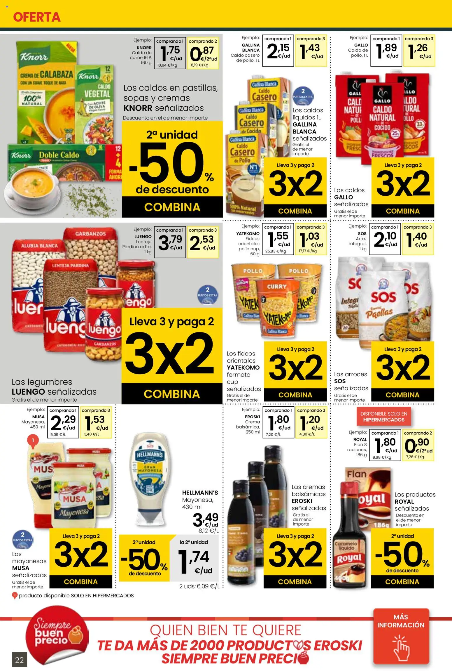 Eroski - 3x2  │ válido desde el 30.10.2025 | Página: 22 | Productos: Πράσινο τσάι, Fideos, Crema, Κλειδαριά της πόρτας