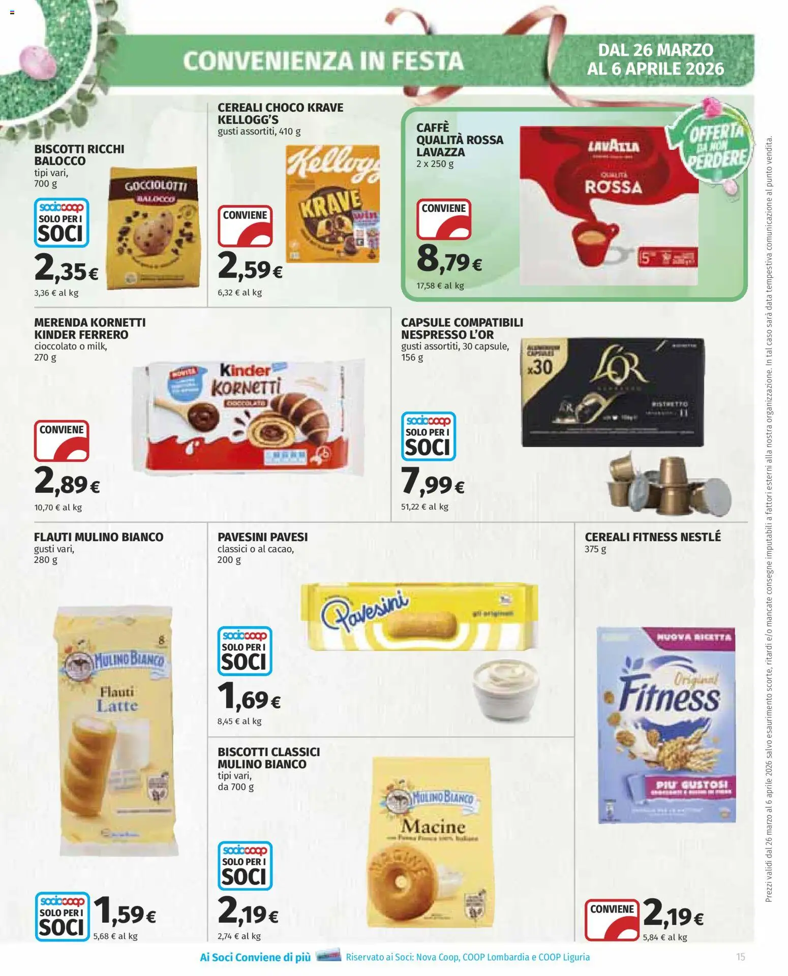 Volantino COOP del 26.03.2026 | Pagina: 15 | Prodotti: Caffè, Biscotti, Latte, Data