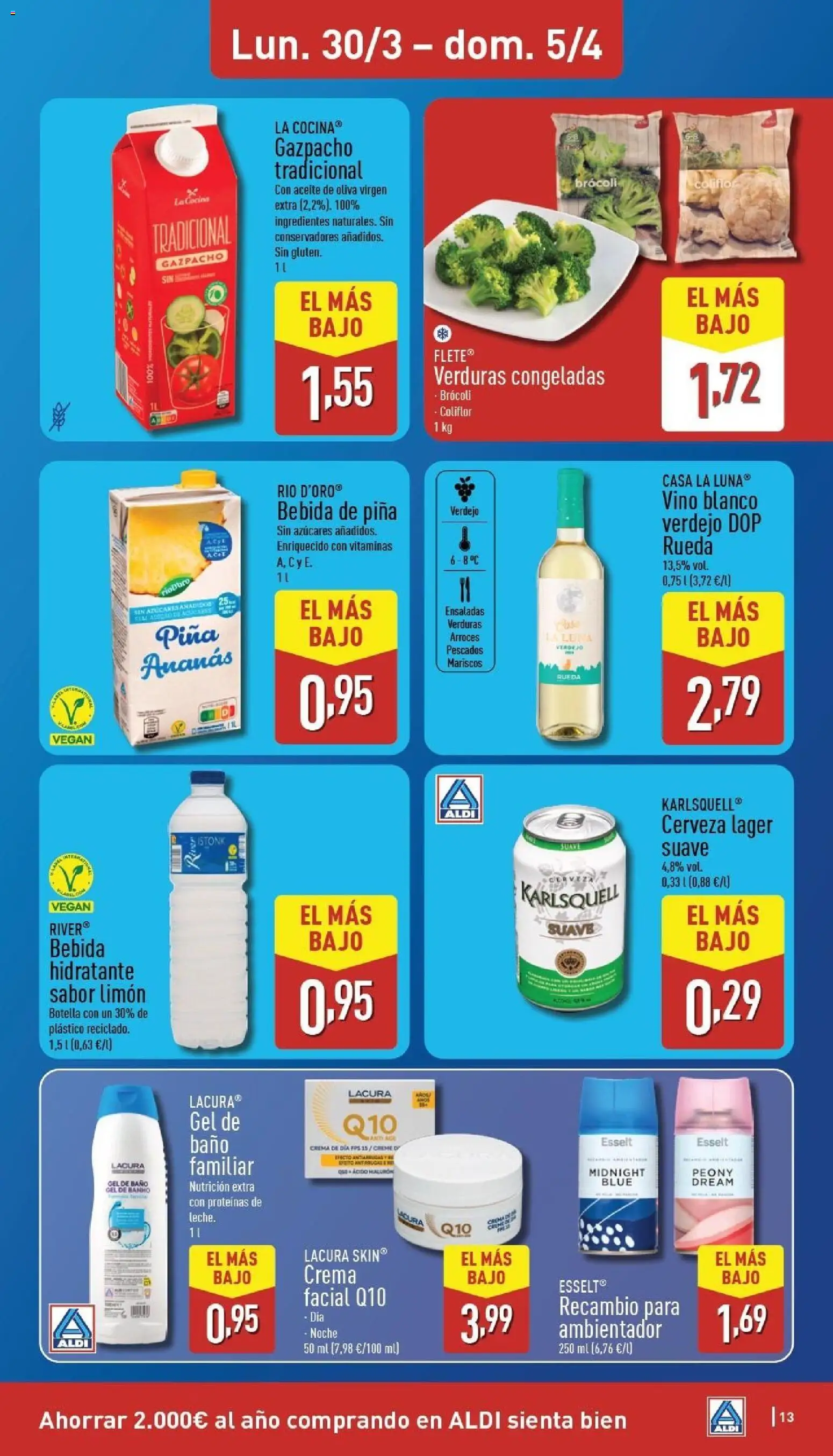 Aldi folleto Canarias │ válido desde el 30.03.2026 | Página: 13 | Productos: Vino, Piña, Aceite de oliva virgen extra, Crema de día