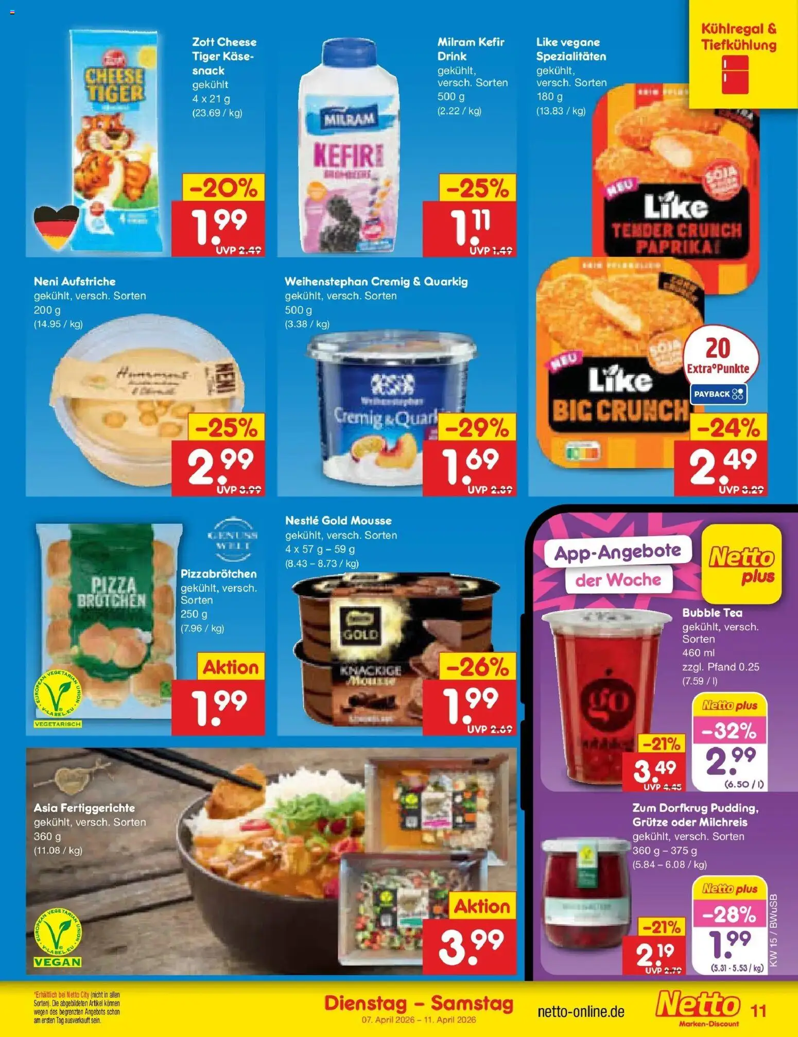 Netto Marken-Discount Prospekt Stemwede-Dielingen	 – gültig ab 07.04.2026 | Seite: 13 | Produkte: Kefir, Milram, Fertiggerichte, Pizza
