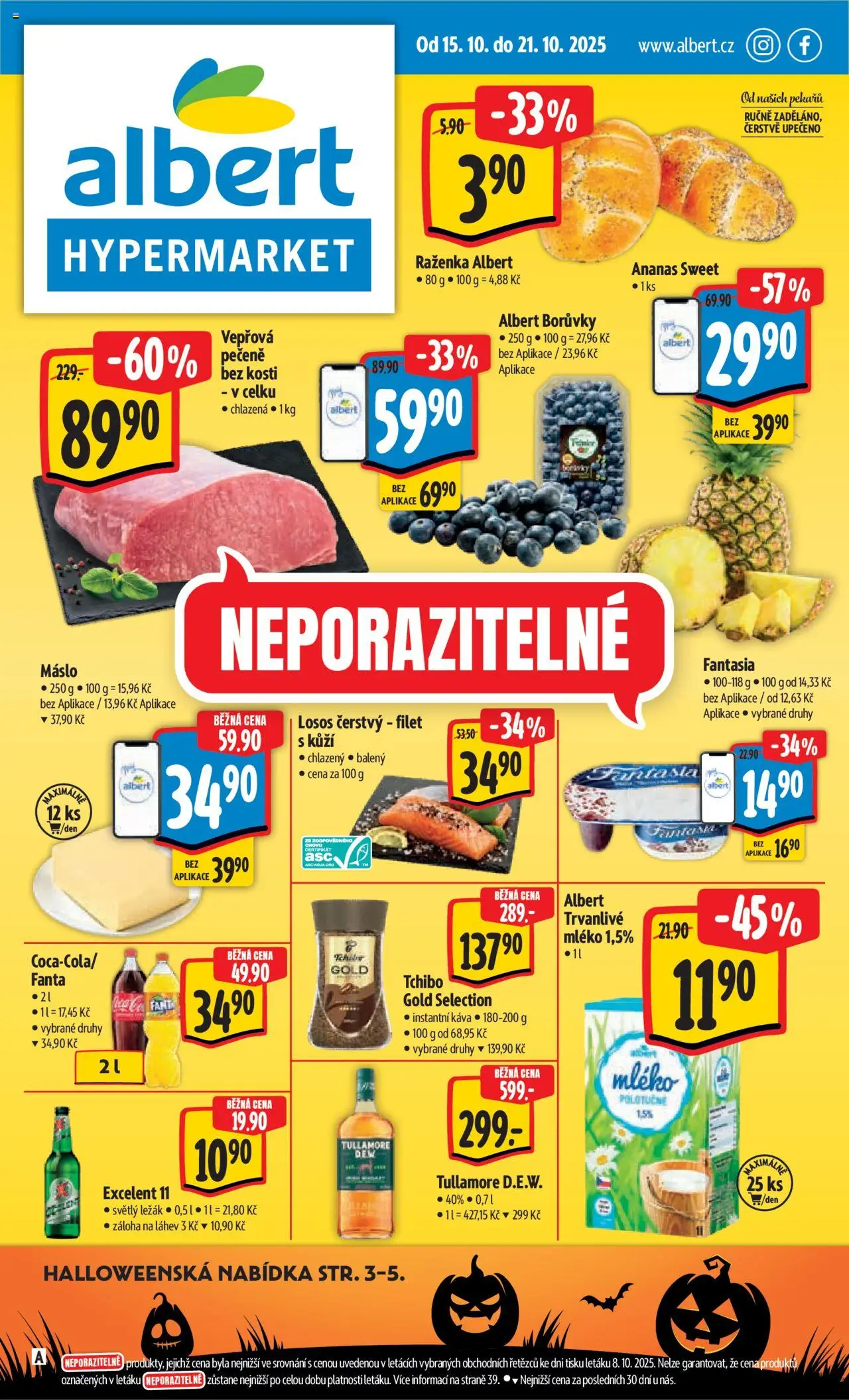 Albert leták - Hypermarket od 15.10.2025 | Strana: 1 | Produkty: Ananas, Fanta, Tchibo Gold, Filet