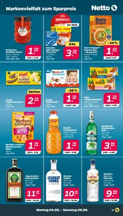 Netto Prospekt 	 - gültig ab dem 04.08.2025 | Seite: 11 | Produkte: Schokolade, Bananen, Reis, Gin