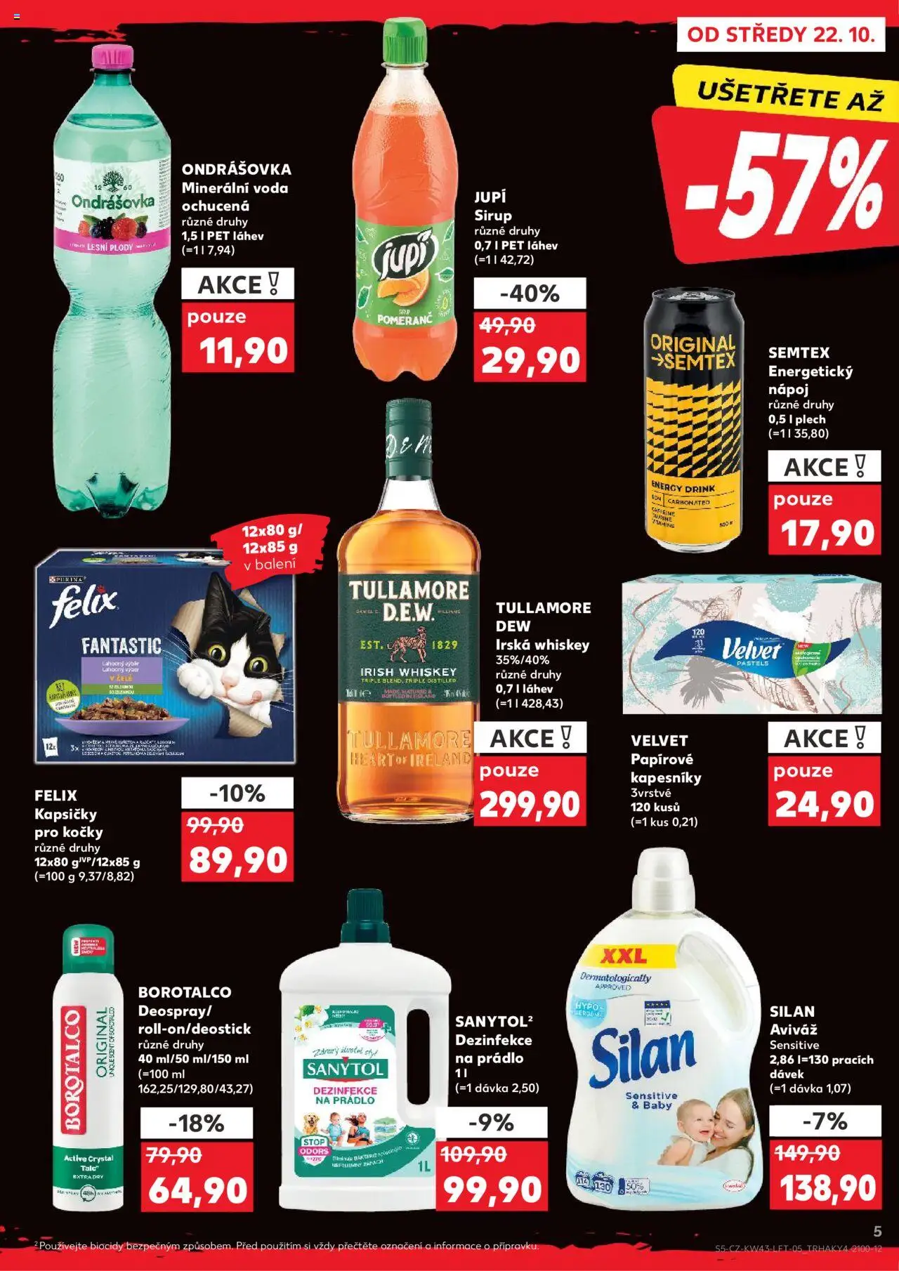 Kaufland leták - Chomutov od 22.10.2025 | Strana: 5 | Produkty: Felix kapsičky, Papírové kapesníky, Silan, Minerální voda