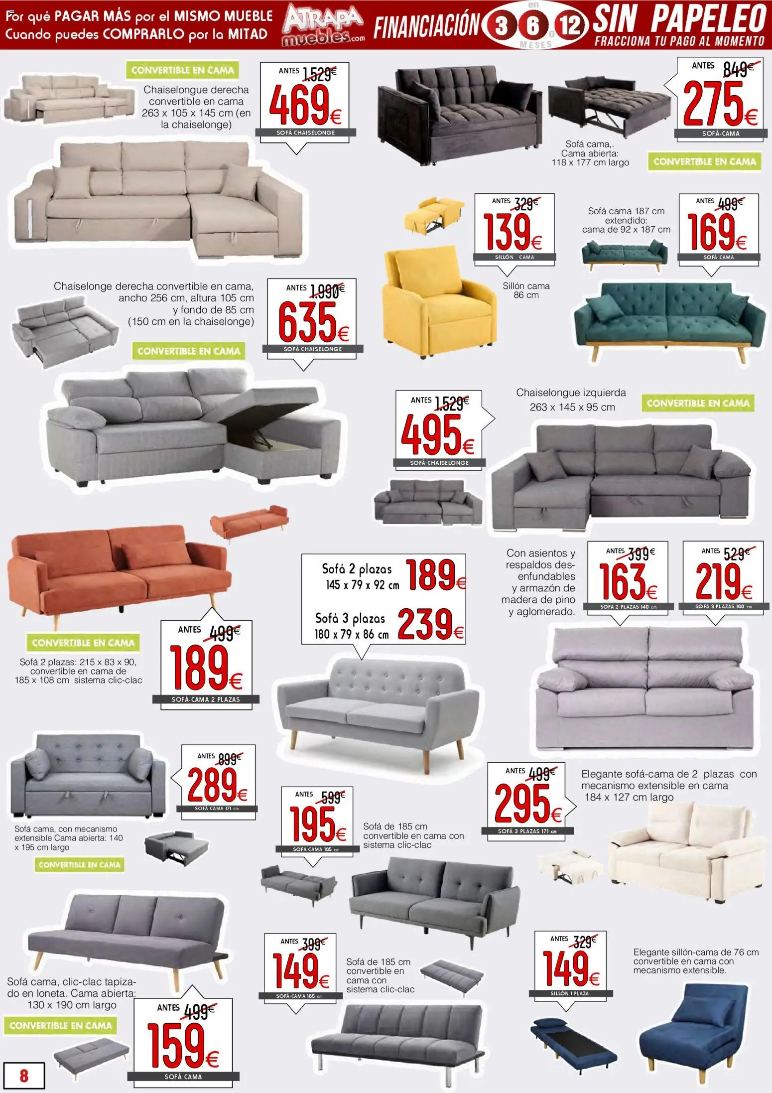 Atrapa Muebles - Black Friday │ válido desde el 01.11.2025 | Página: 8 | Productos: Sofá cama, Cama, Sofá, Sillón