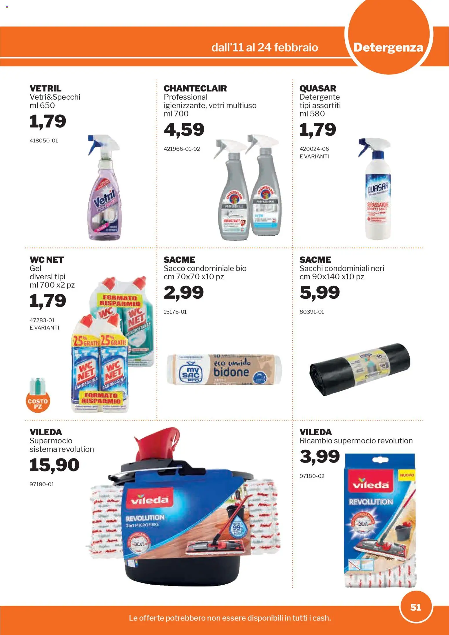 Volantino Sogegross del 11.02.2026 | Pagina: 51 | Prodotti: Detergente, Candeggina, Sgrassatore, WC