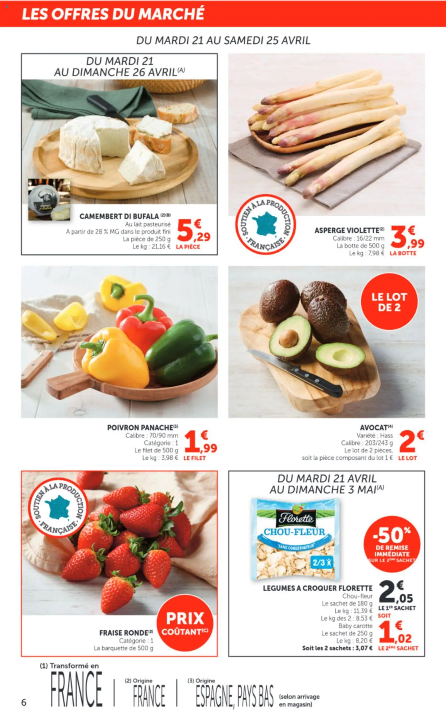 {H1} | Page: 6 | Produits: Fraise, Asperge, Poivron, Lait