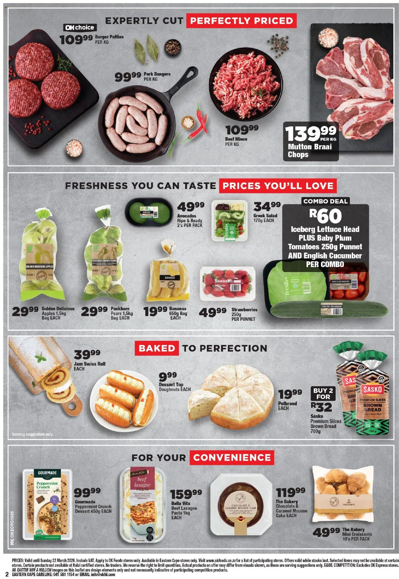 New OK Foods catalogue – valid from 11.03.2026 | Page: 2 | Products: Cake, Pasta, Salad, Caramel