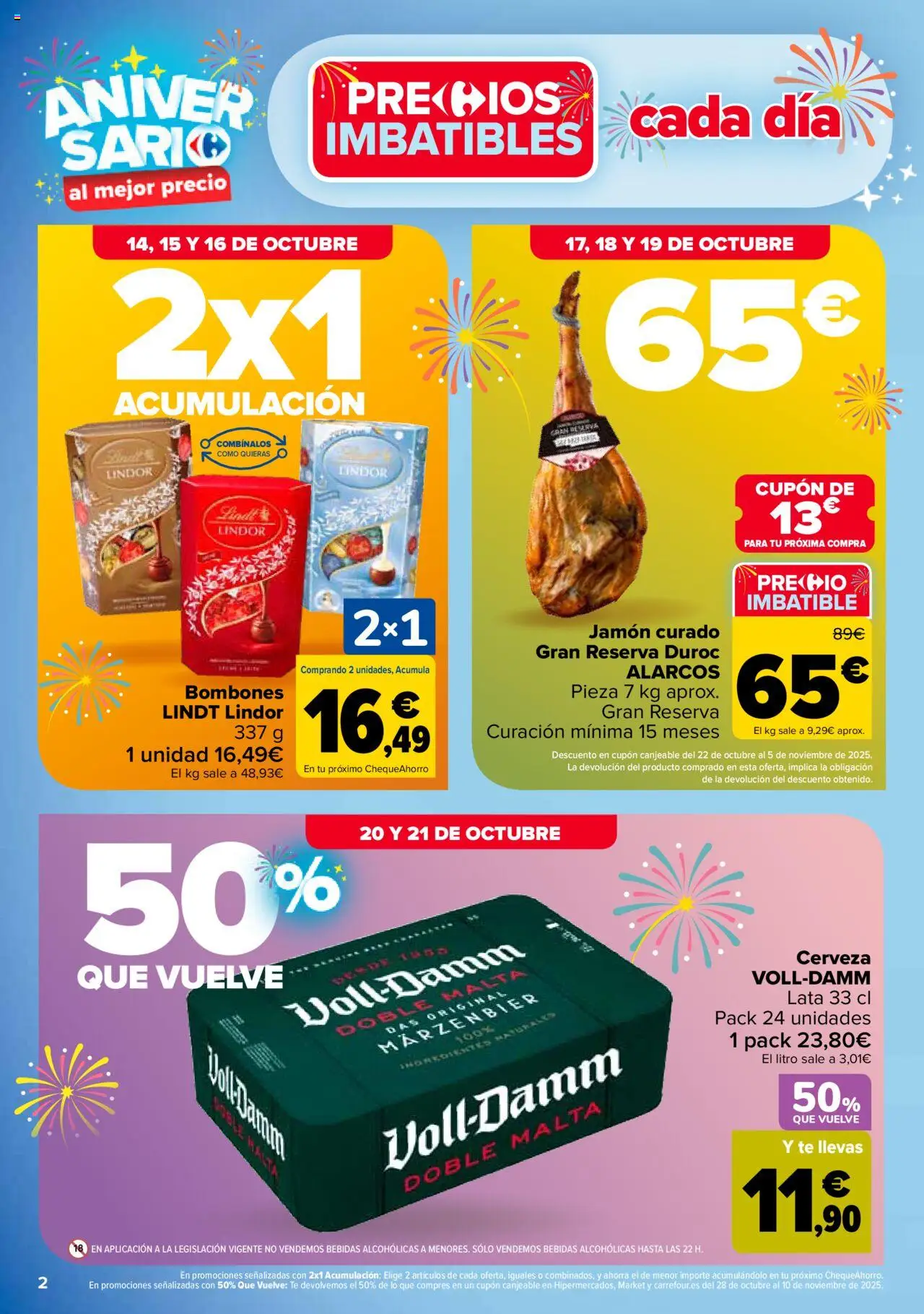 Carrefour folleto │ válido desde el 14.10.2025 | Página: 2 | Productos: Jamón, Cerveza, Κεραία, Té