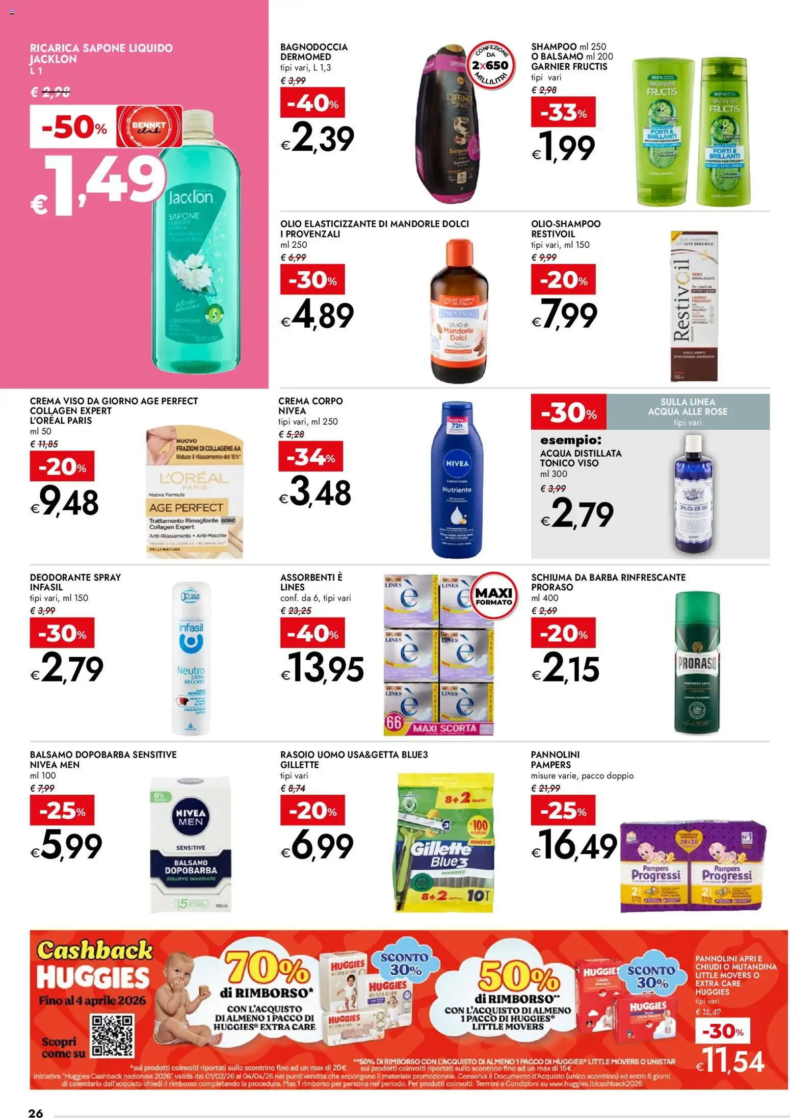 Volantino bennet del 23.03.2026 | Pagina: 26 | Prodotti: Crema, Dopobarba, Deodorante, Olio