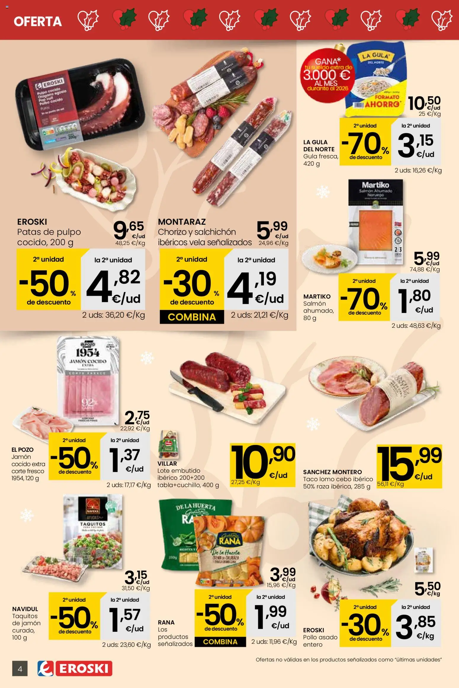 Eroski - Aliprox │ válido desde el 18.12.2025 | Página: 4 | Productos: Jamón, Jamón cocido, Vela, Salmón ahumado
