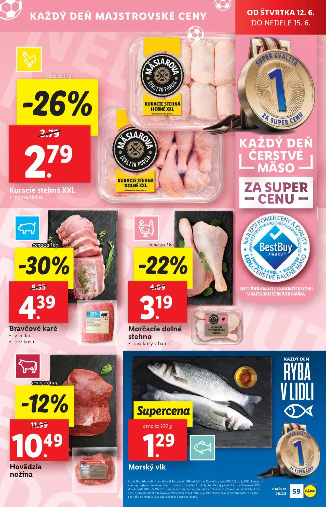 Lidl leták │ platný od 09.06.2025 | Strana: 71 | Produkty: Kuracie stehná, Ryba, Bravčové karé