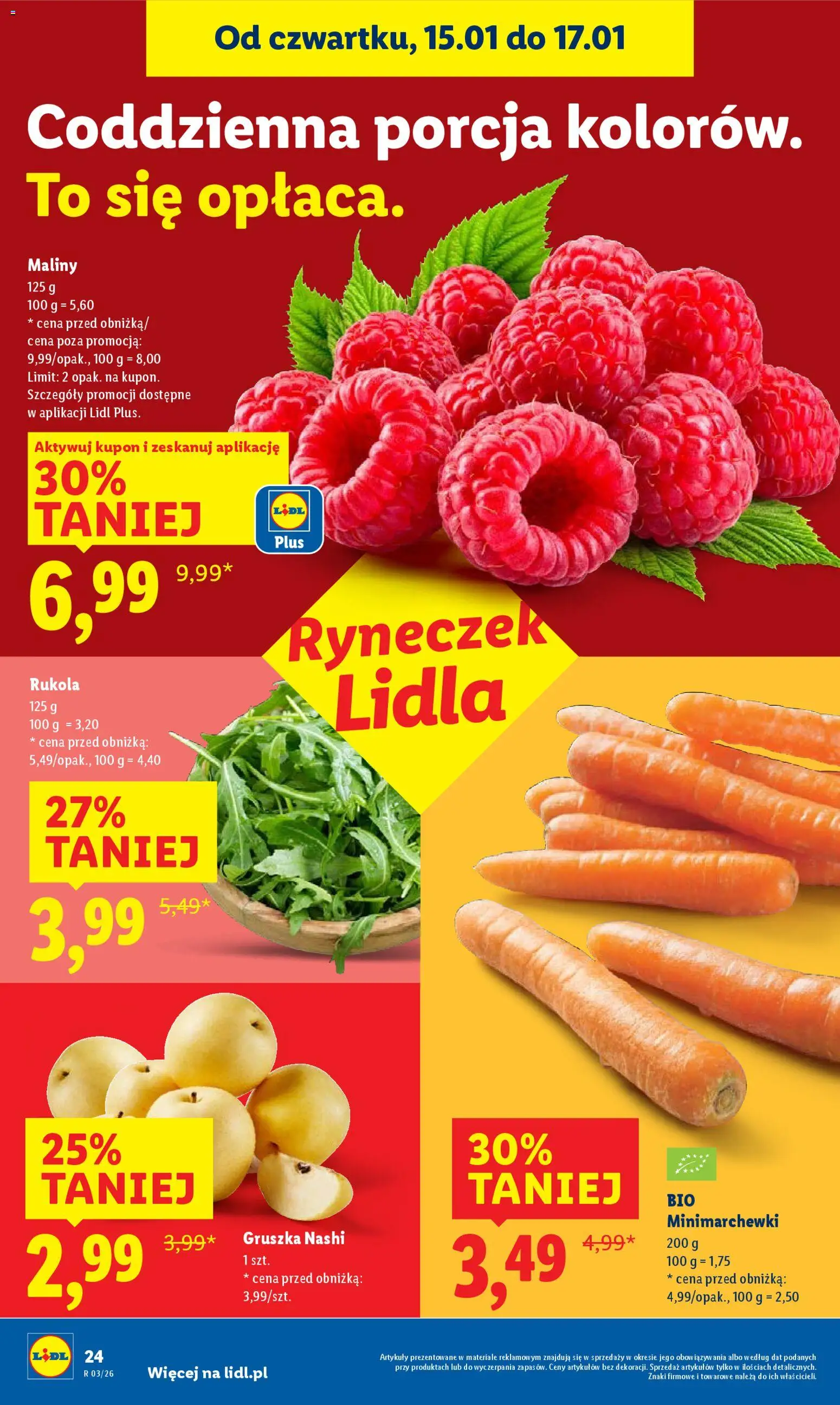 Lidl Gazetka od 15.01.2026 | Strona: 24 | Produkty: Gruszka, Maliny, Rukola