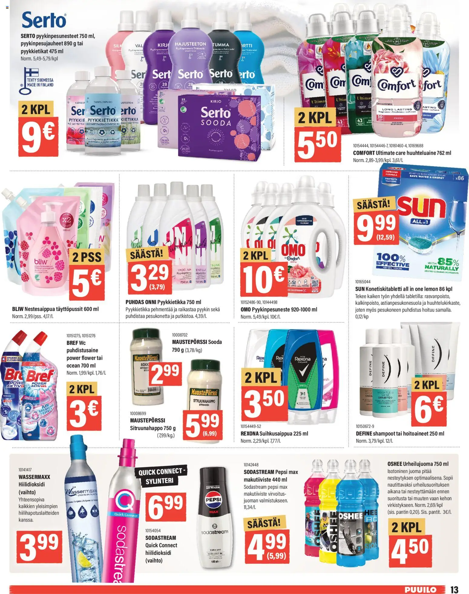 Puuilo tarjoukset – voimassa 02.03.2026 alkaen | Sivu: 13 | Tuotteet: Vadelma, Huuhteluaine, Pepsi, Puhdistusaine