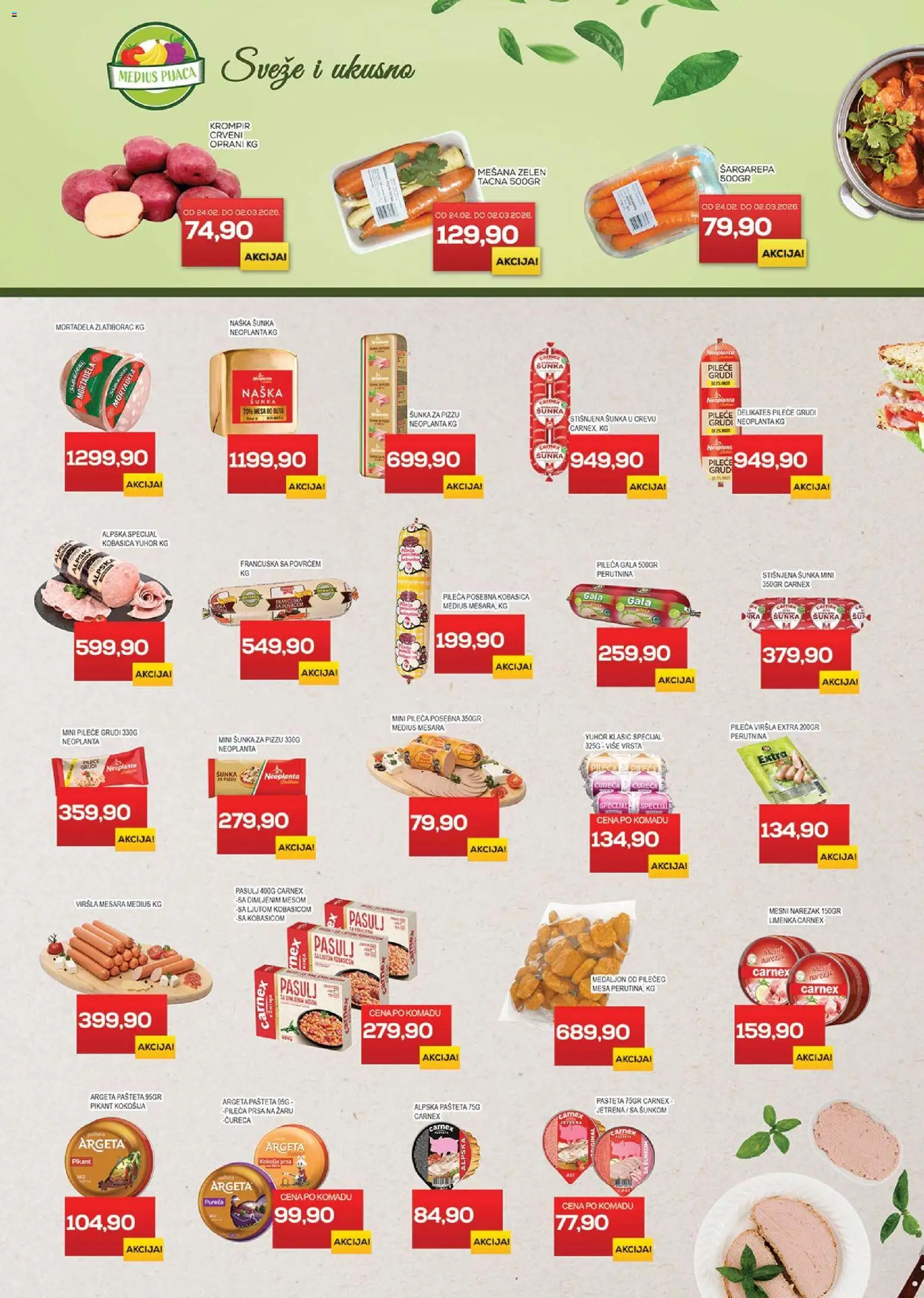 Medius katalog - važi od 24.02.2026 | Strana: 3 | Proizvode: Pileća prsa, Šargarepa, Pasulj, Krompir