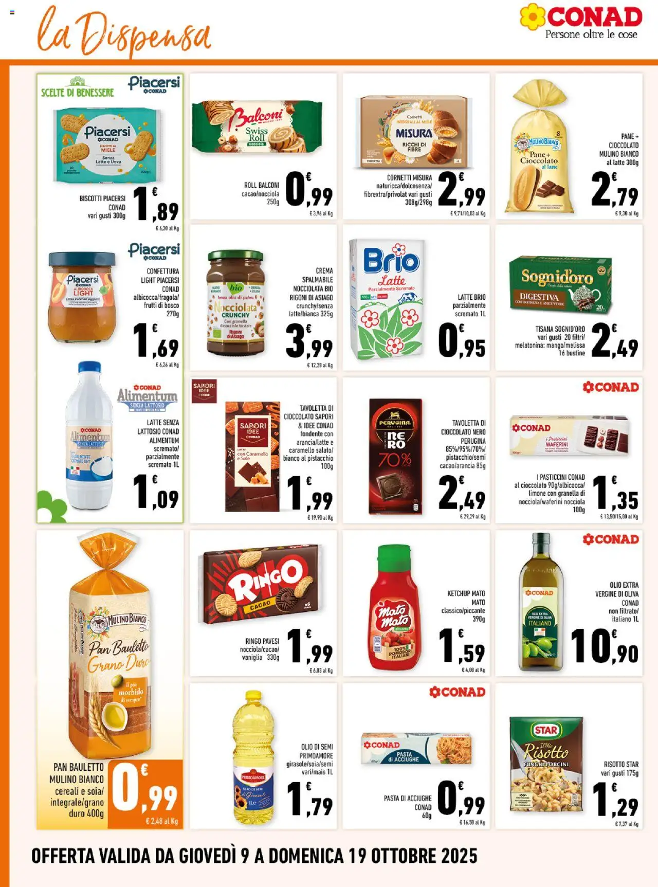 Volantino Conad del 09.10.2025 | Pagina: 10 | Prodotti: Sale, Pomodori, Olio extra vergine, Cacao
