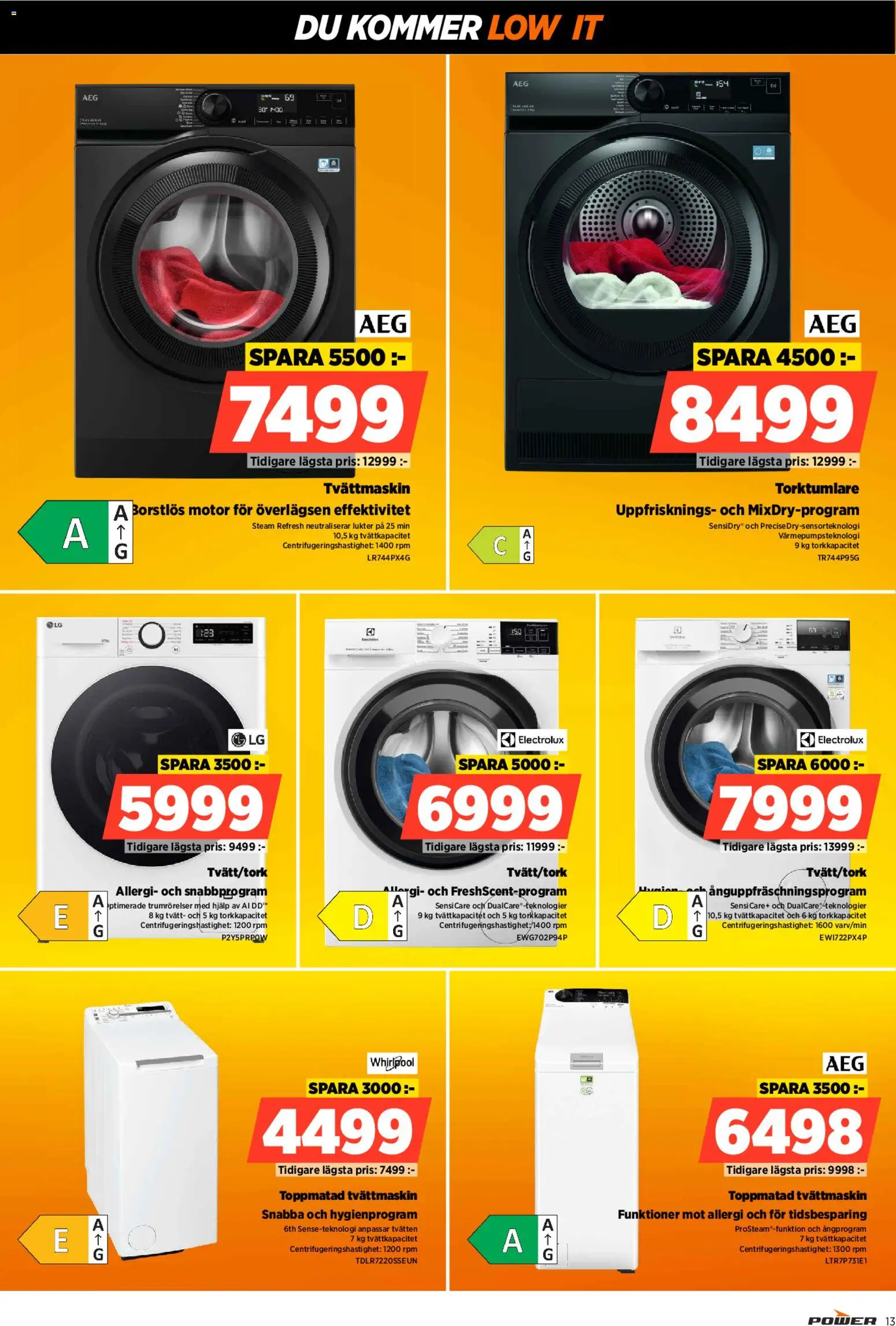 Power reklamblad aktuell från 02.03.2026 | Sida: 13 | Produkter: Tvättmaskin, Torktumlare