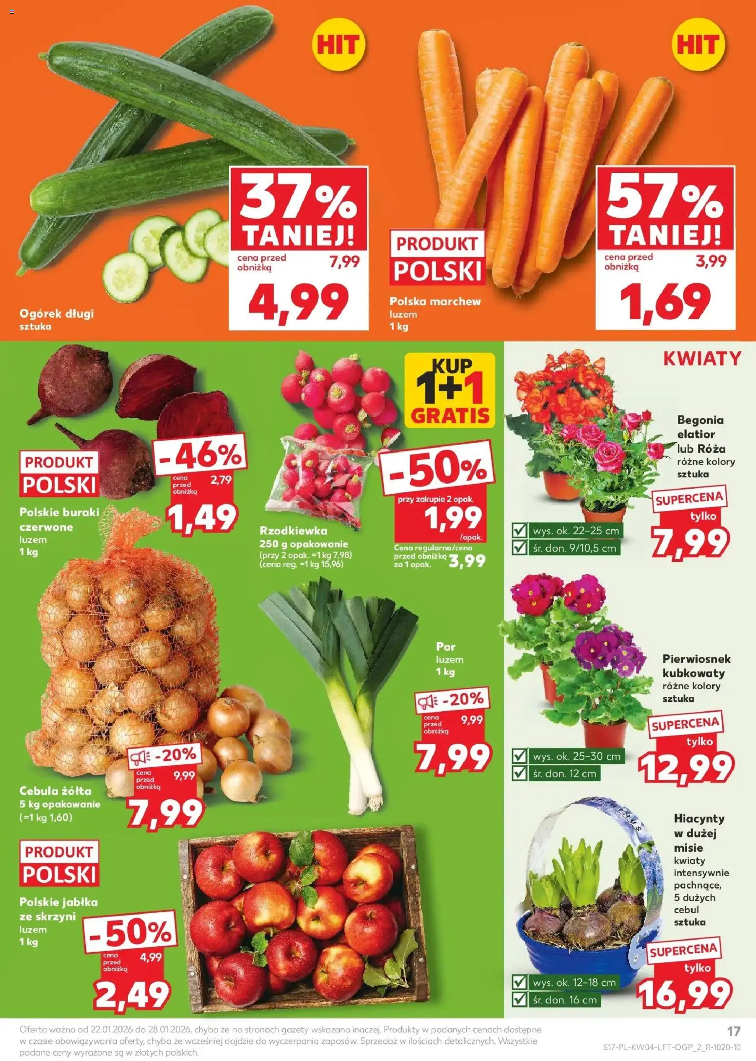 Kaufland gazetka od 22.01.2026 | Strona: 17 | Produkty: Buraki, Jabłka, Kwiaty