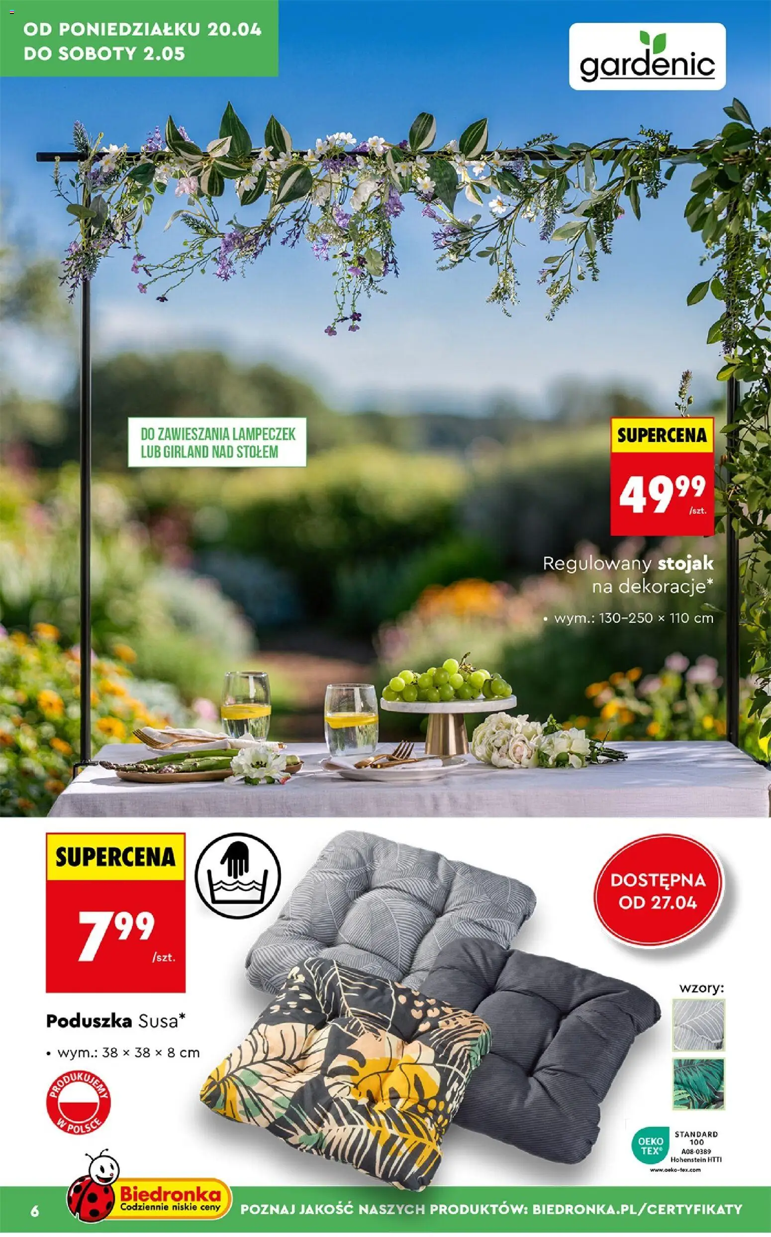 Biedronka gazetka - Ogród od 20.04.2026 | Strona: 6 | Produkty: Poduszka