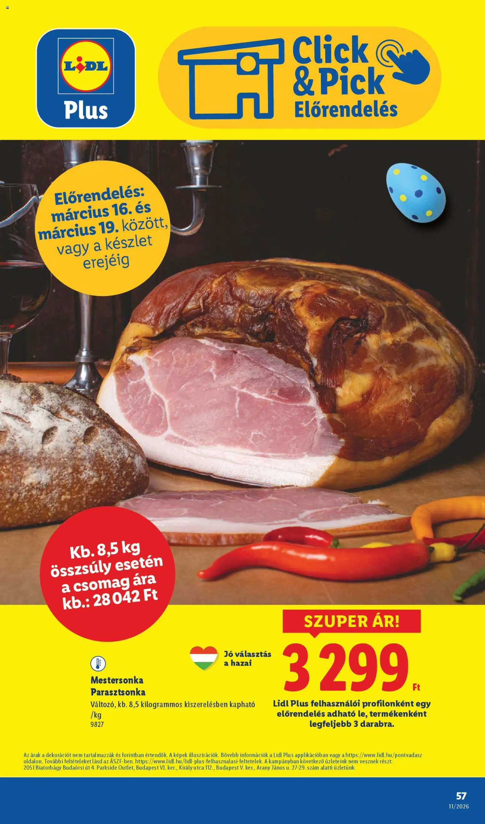Lidl akciós ujság - amely érvényes a következő dátumtól: 12.03.2026 | Oldal: 57 | Termékek: Parkside, Pick, Parasztsonka