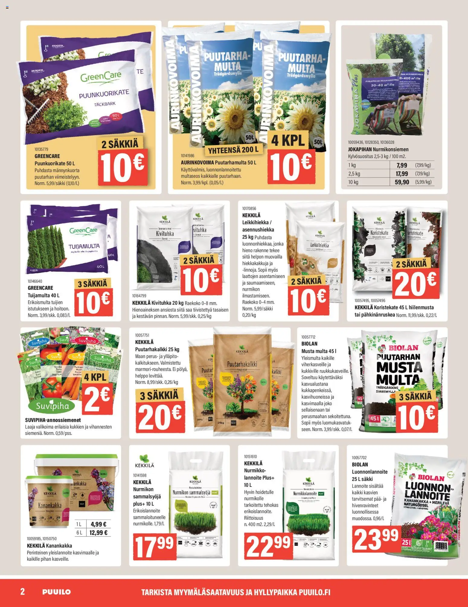 Puuilo tarjoukset – voimassa 27.04.2026 alkaen | Sivu: 2 | Tuotteet: Multa, Lannoite