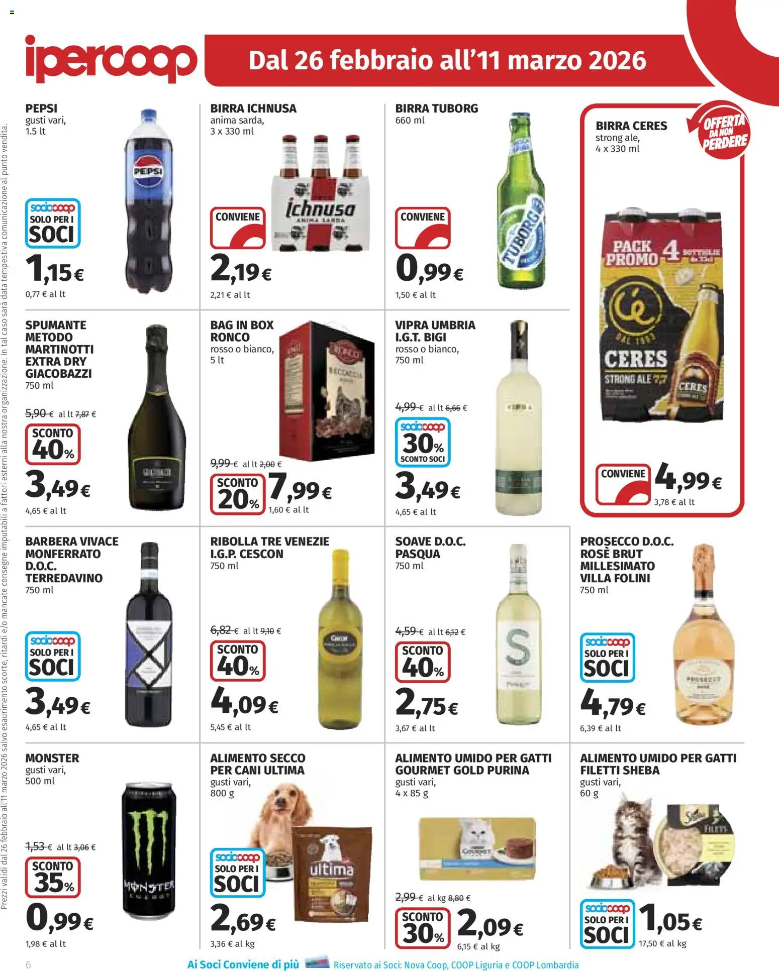 Volantino Ipercoop del 26.02.2026 | Pagina: 6 | Prodotti: Birra, Data, Spumante, Pepsi