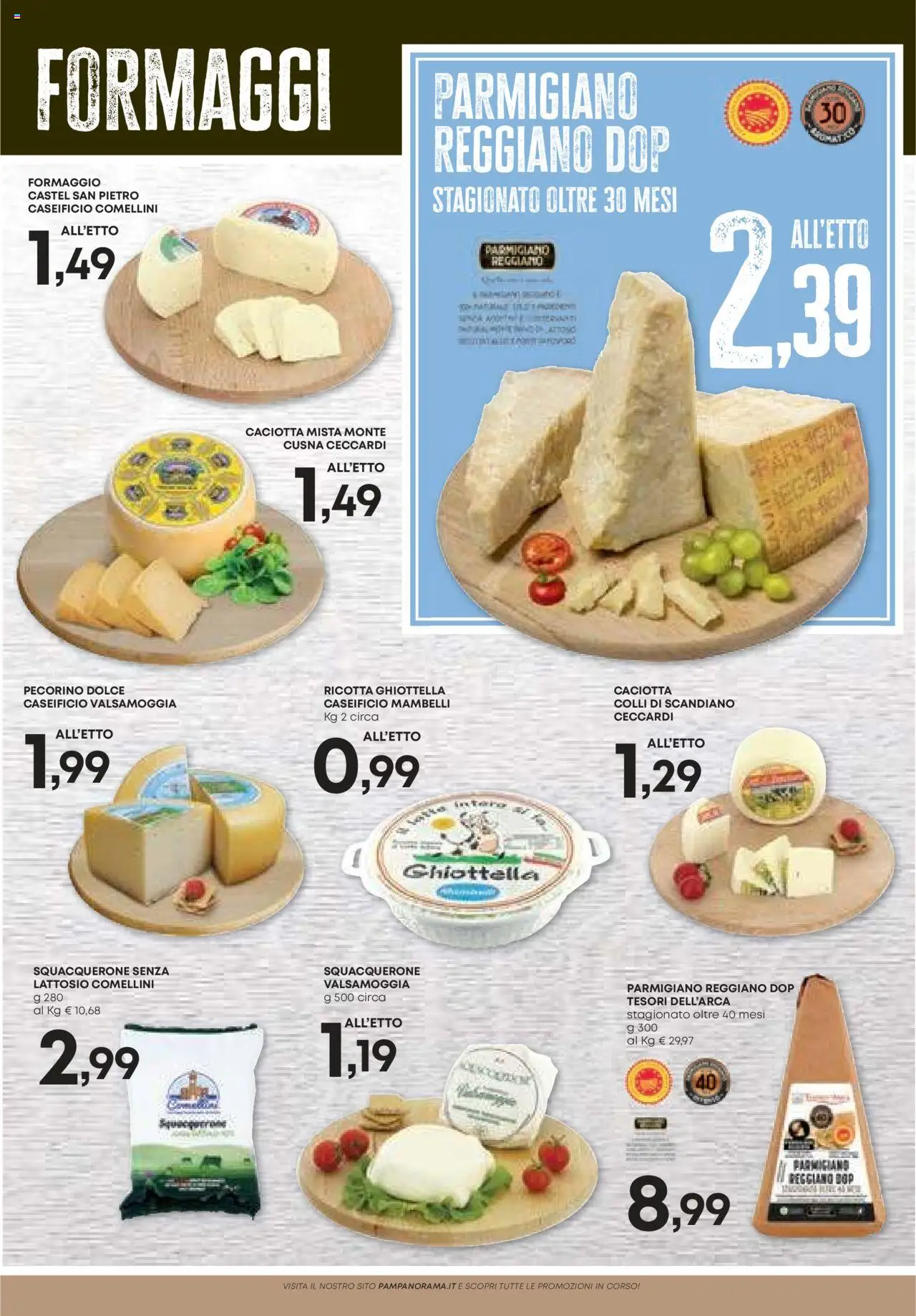 Volantino PAM del 09.10.2025 | Pagina: 3 | Prodotti: Formaggio, Ricotta, Parmigiano reggiano, Pecorino